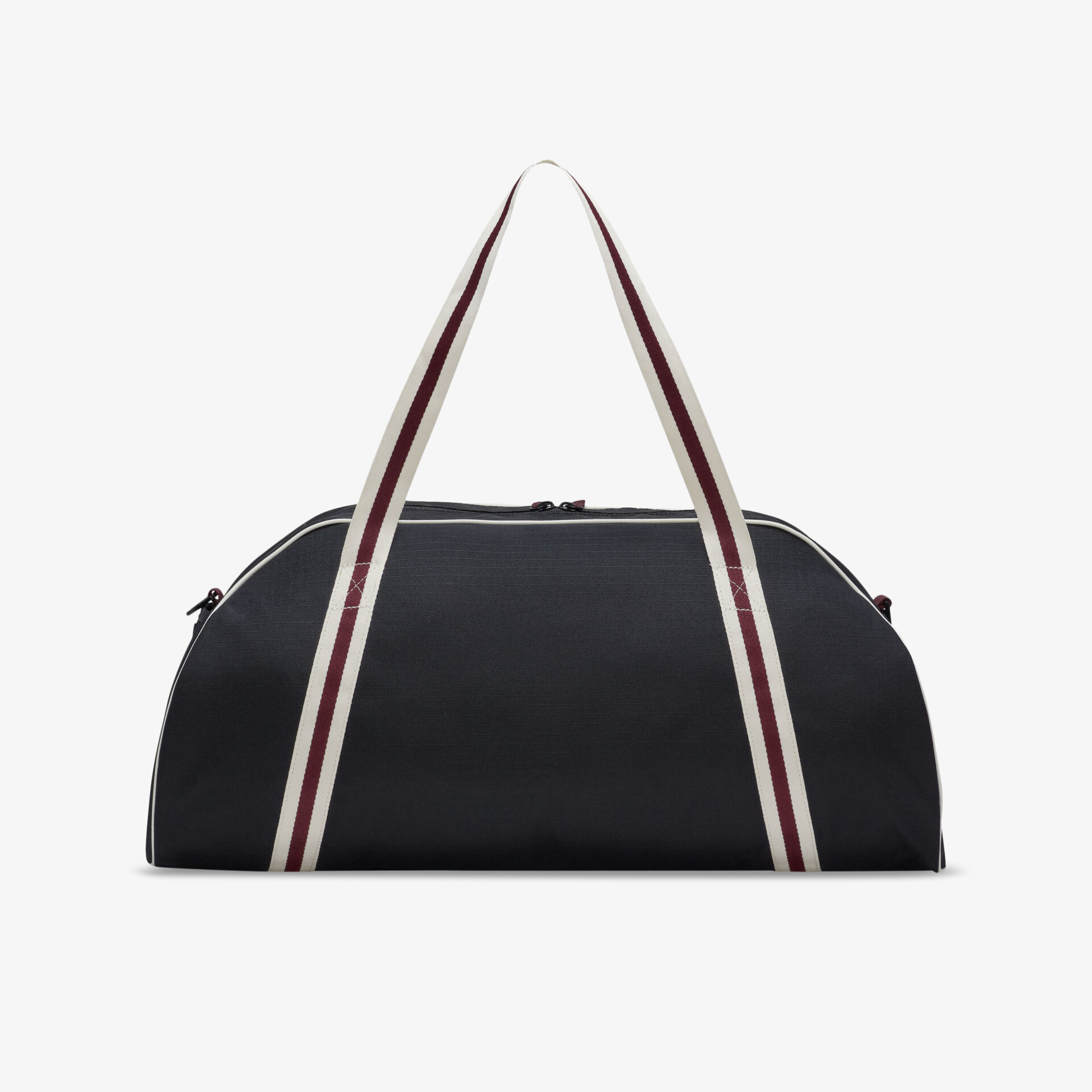 Elegante schwarze Sporttasche mit stilvollen Streifen und geräumigen Innenfächern für vielseitige Verwendung.