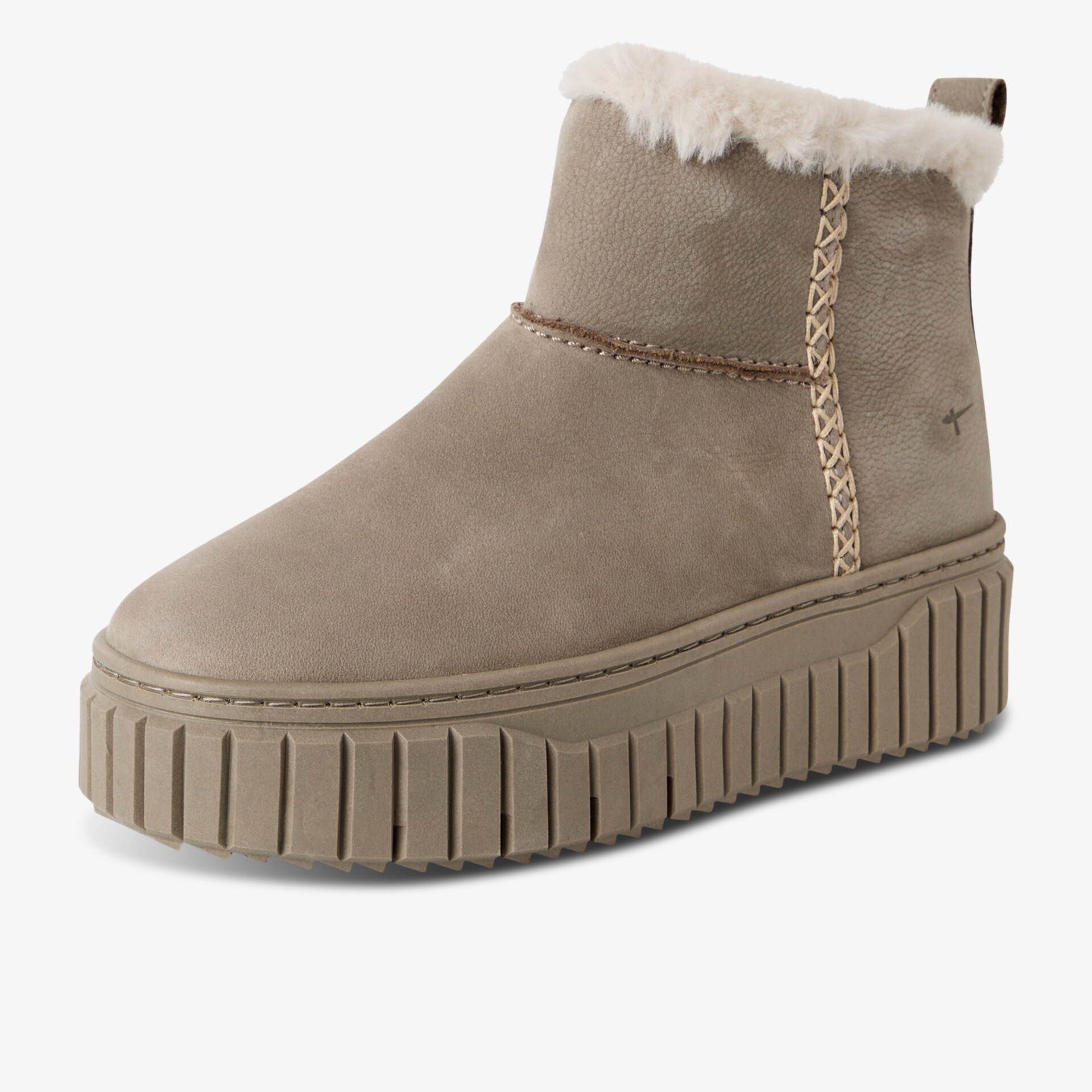 Warme Stiefelette mit Plateausohle und weichem Fellfutter für komfortables Tragegefühl