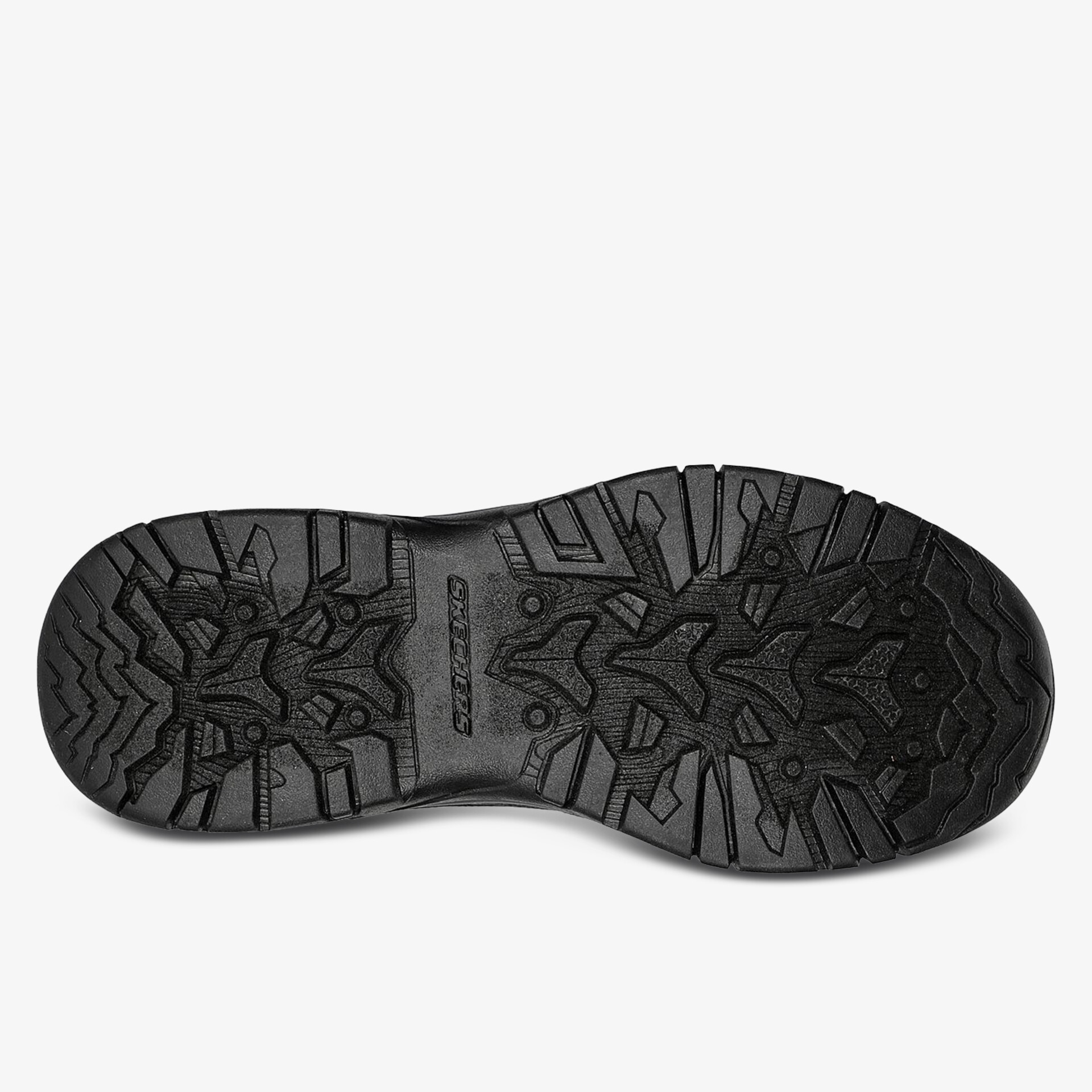 Robuste schwarze Schuhsohle mit markantem Profil für optimalen Grip und langlebige Traktion auf verschiedenen Untergründen