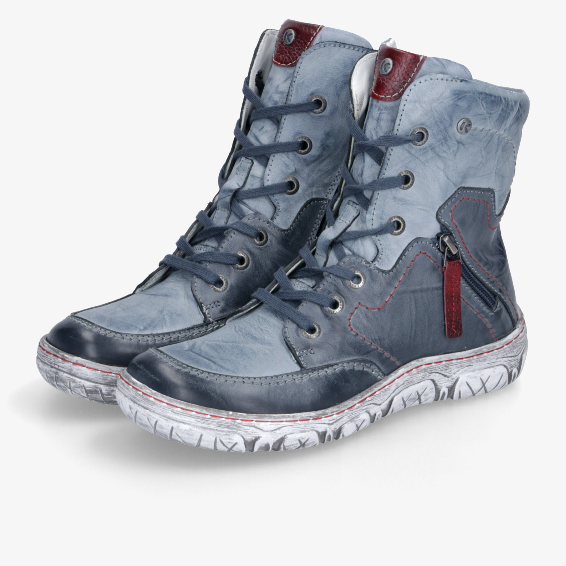 Moderne blaue Stiefeletten mit robuster Sohle, bequemem Sitz und praktischem Reißverschluss für vielseitigen Tragekomfort