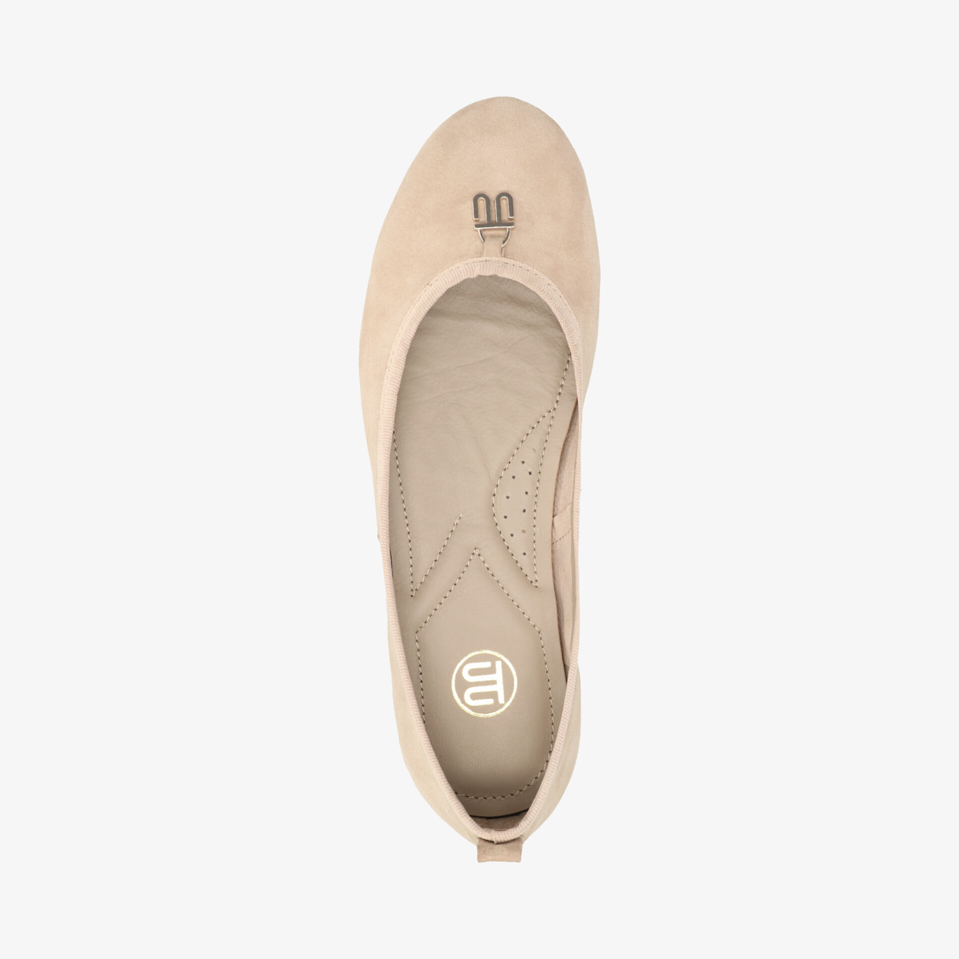 Leichter bequemer Ballerina in Beige mit weichem Material und flexibler Sohle, Draufsicht