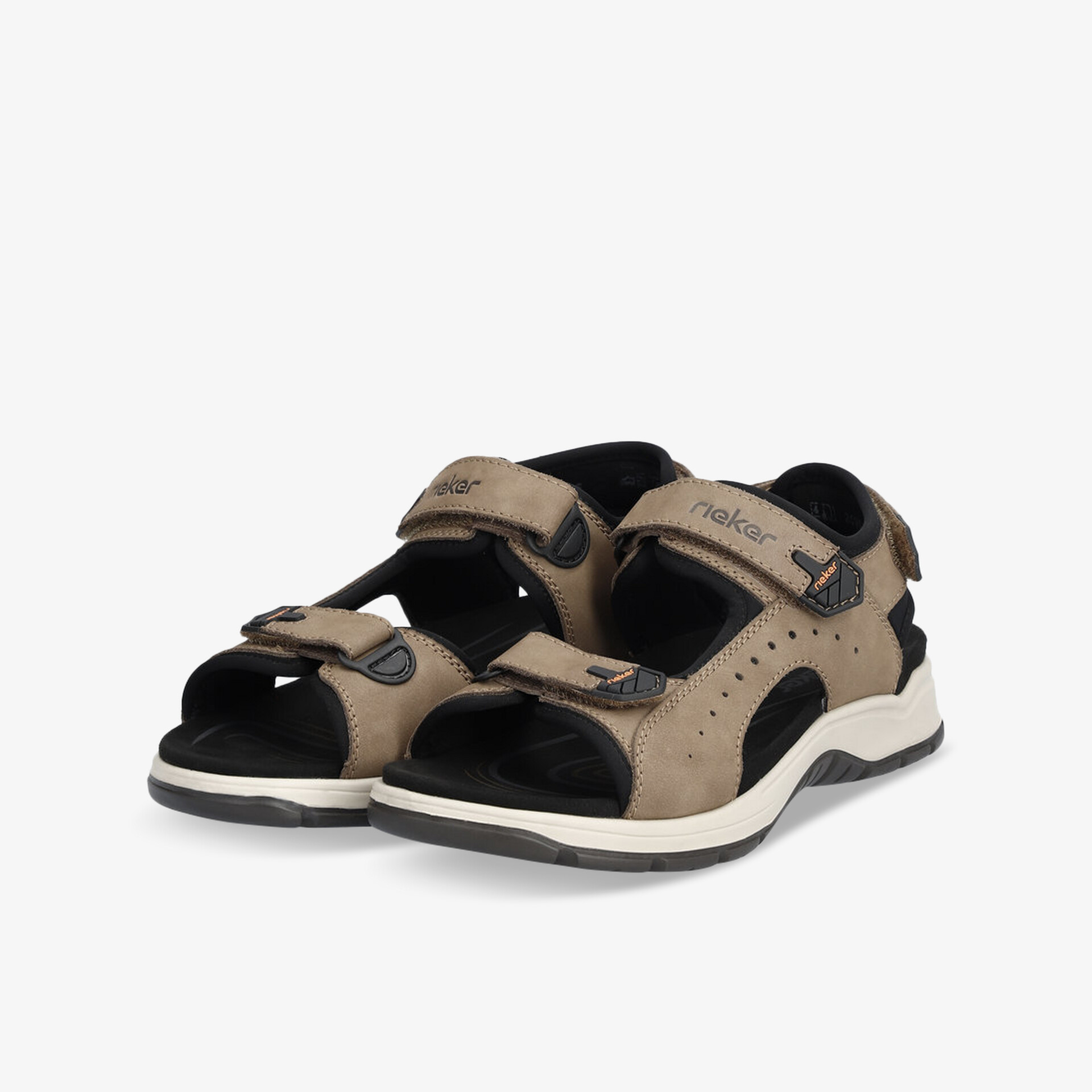 Bequeme sportliche Sandalen in Beige Schwarz mit verstellbaren Riemen und robuster, leichter Sohle