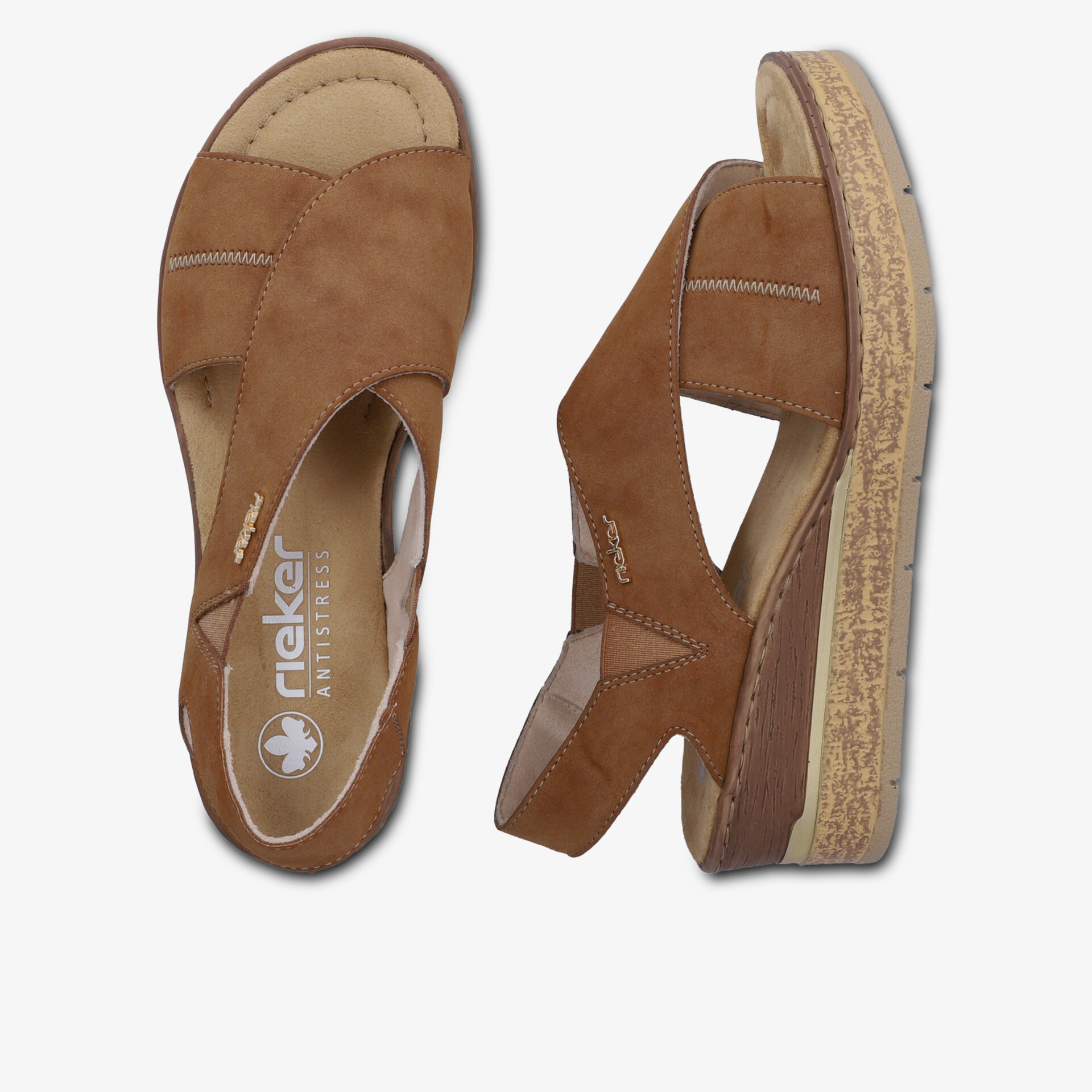 Braune Sandale mit bequemer Passform und stylischem Keilabsatz, ideal für sommerliche Freizeitkleidung