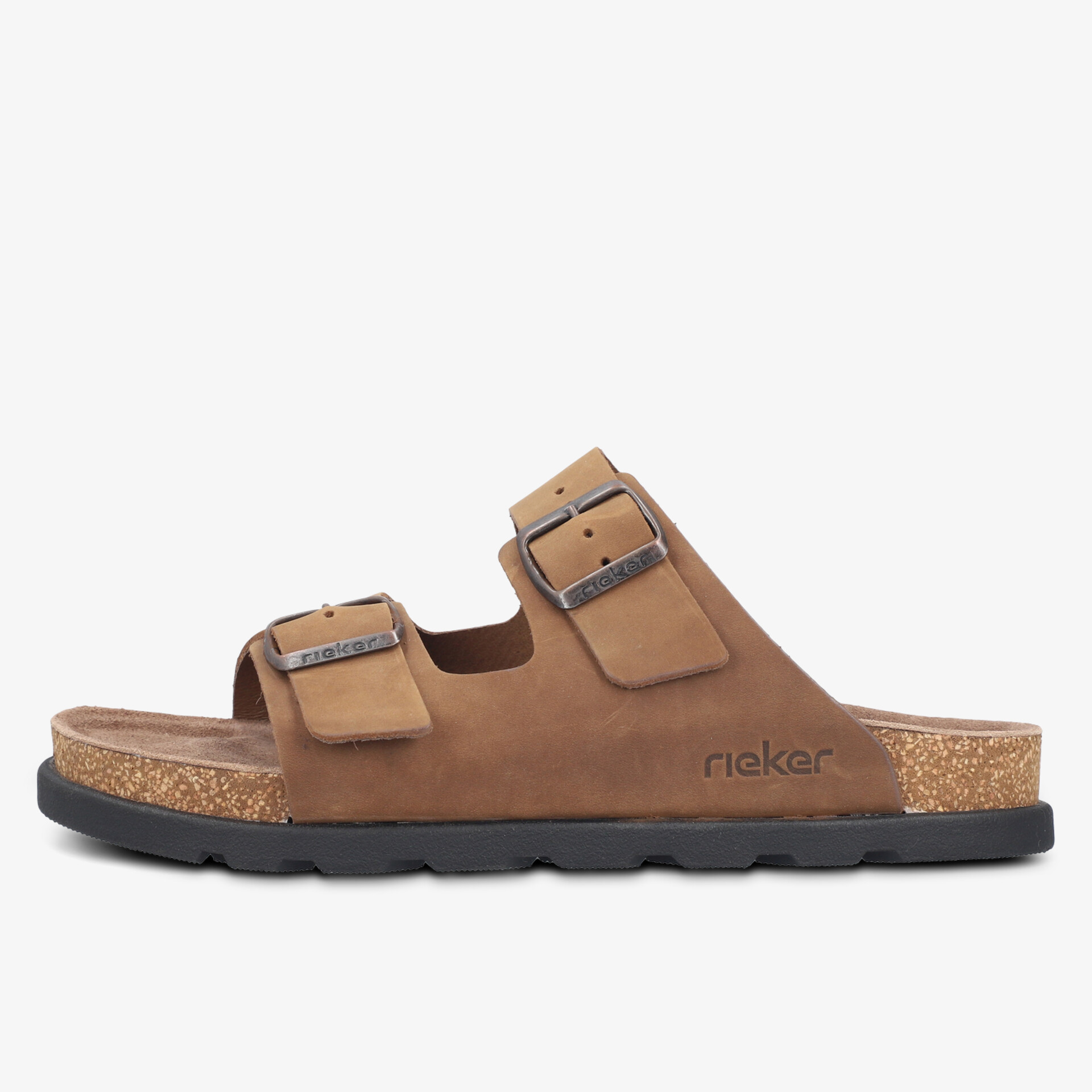 Bequeme Sandale mit zwei verstellbaren Schnallen, weicher Korksohle und rutschfester Gummisohle