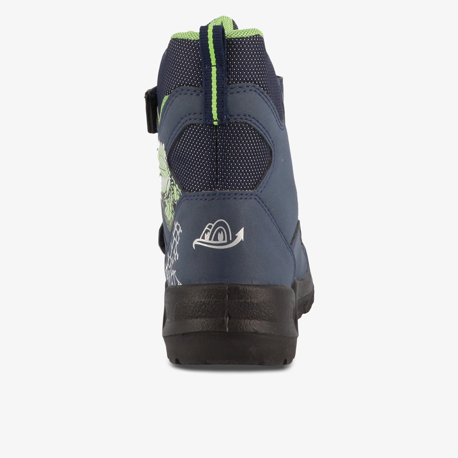 Rückansicht robuster Schuh mit hohem Schaft und stabiler Sohle für sicheren Halt