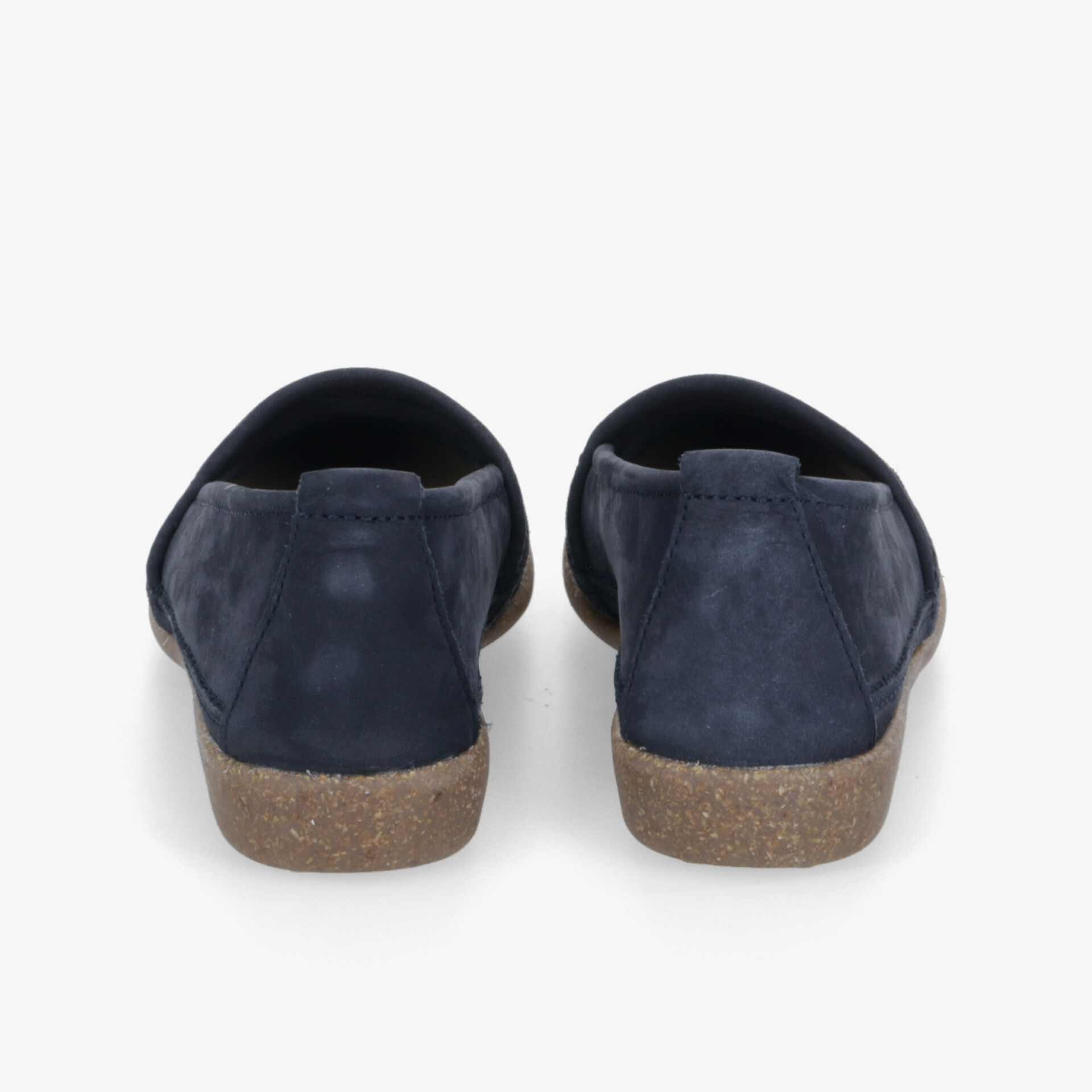 Rückansicht von zwei blauen Schuhen mit weichem Material und bequemer flexibler Sohle für hohen Tragekomfort