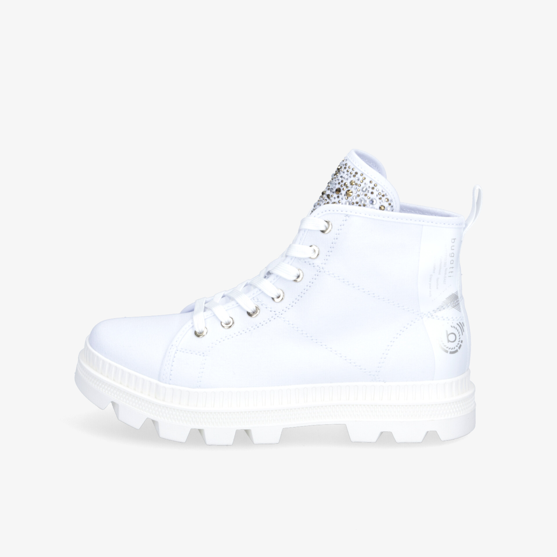 Weißer High-Top-Sneaker mit elegantem Design und robuster Sohle für optimalen Komfort und Stil.