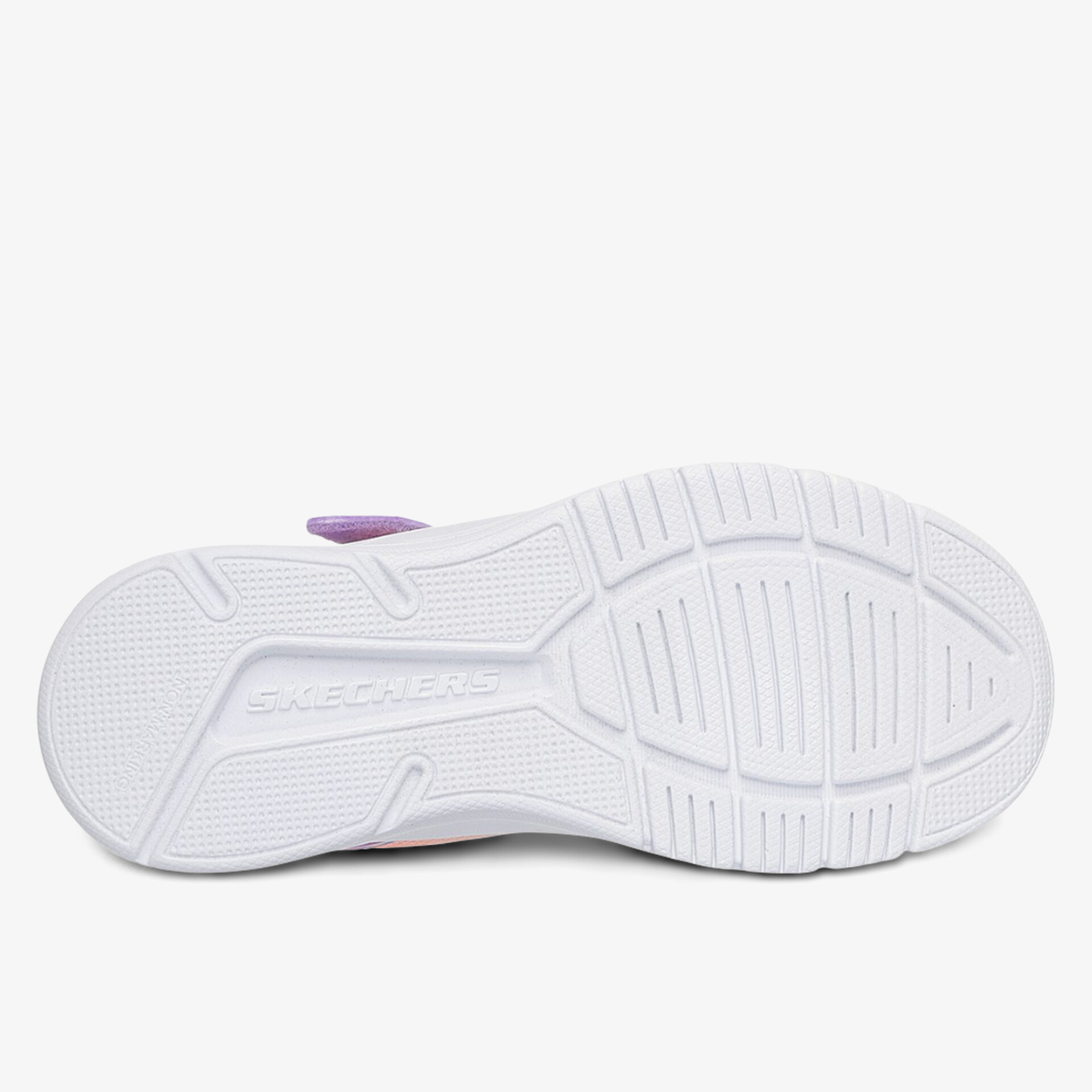 Weiße, rutschfeste und flexible Schuhsohle mit deutlichem Profil für sicheren Halt und Komfort