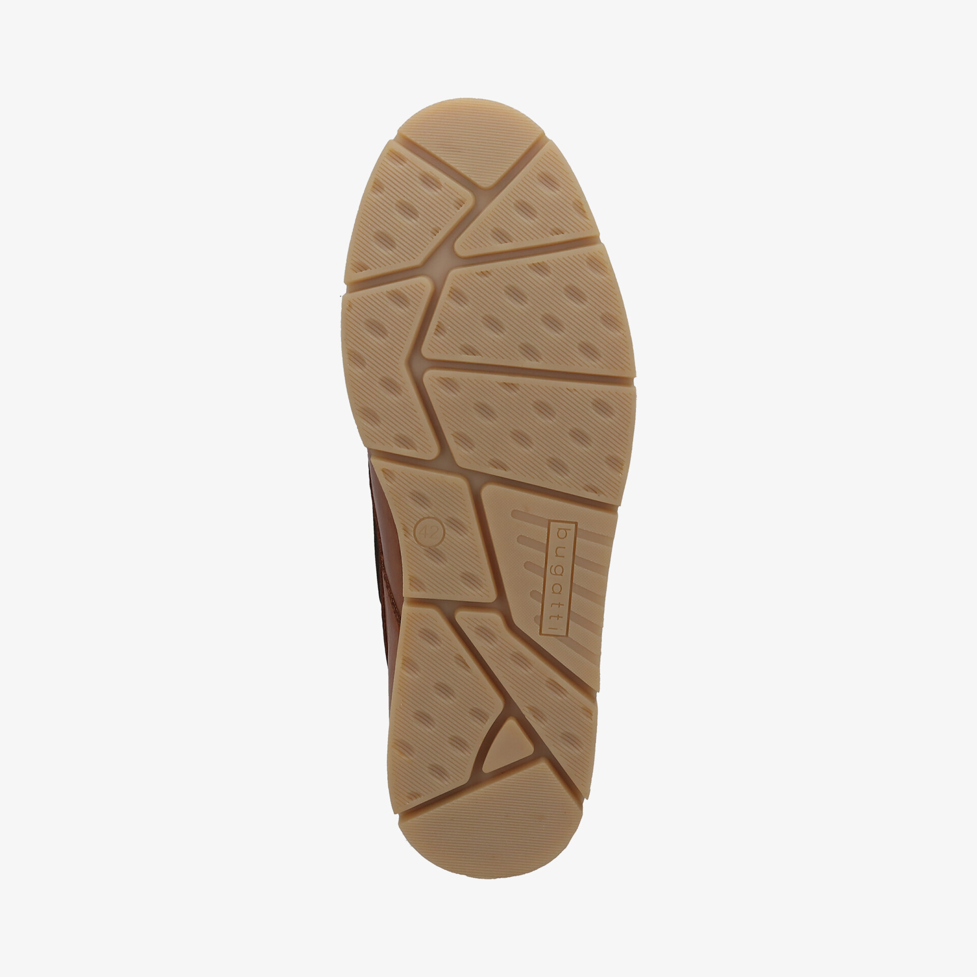 Braune Schuhsohle mit griffigem rutschfestem Profil und flexibler, robuster Gummistruktur