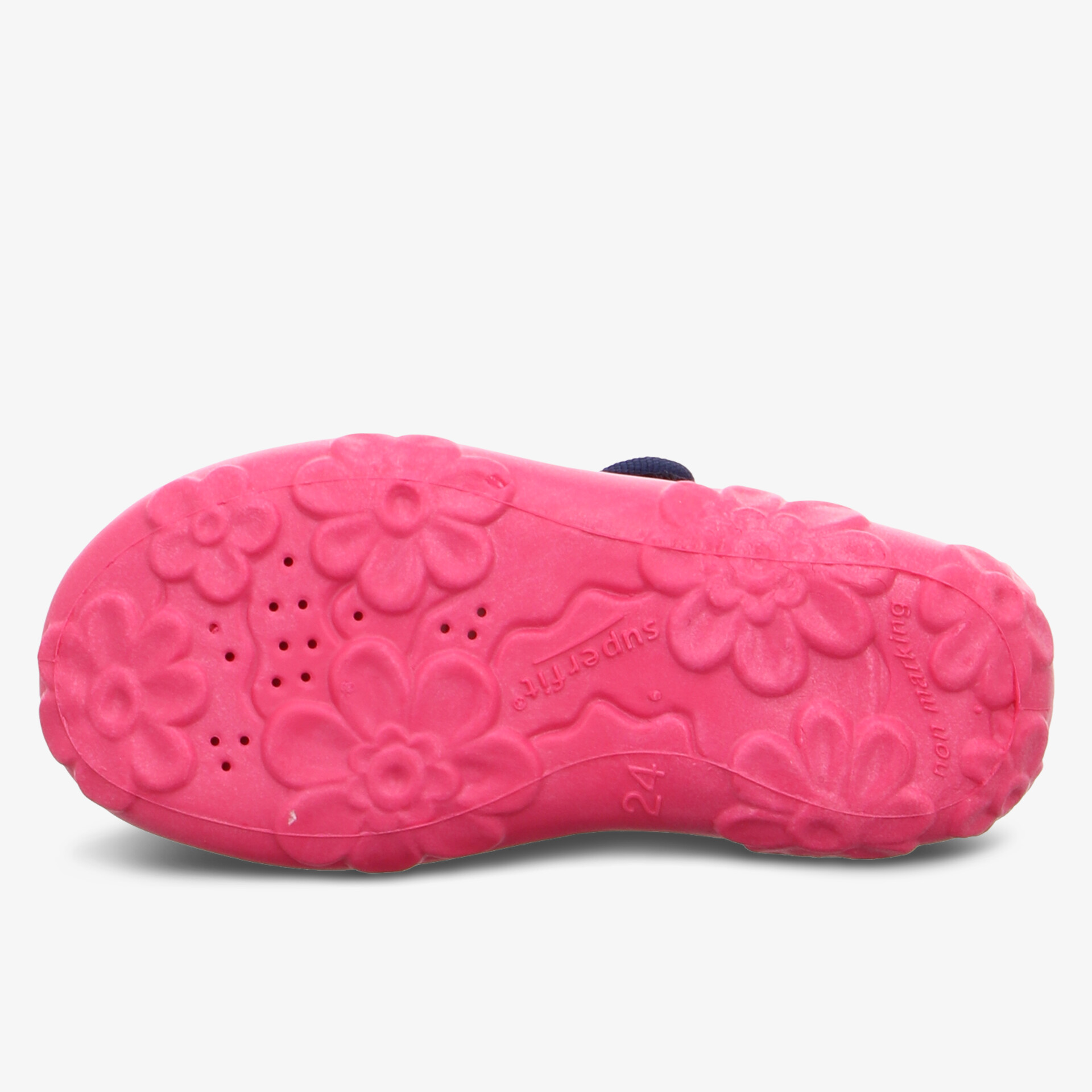 Rutschfeste pinke Sohle mit Blumenmuster, flexibles Profil für sicheren Halt und hohe Strapazierfähigkeit