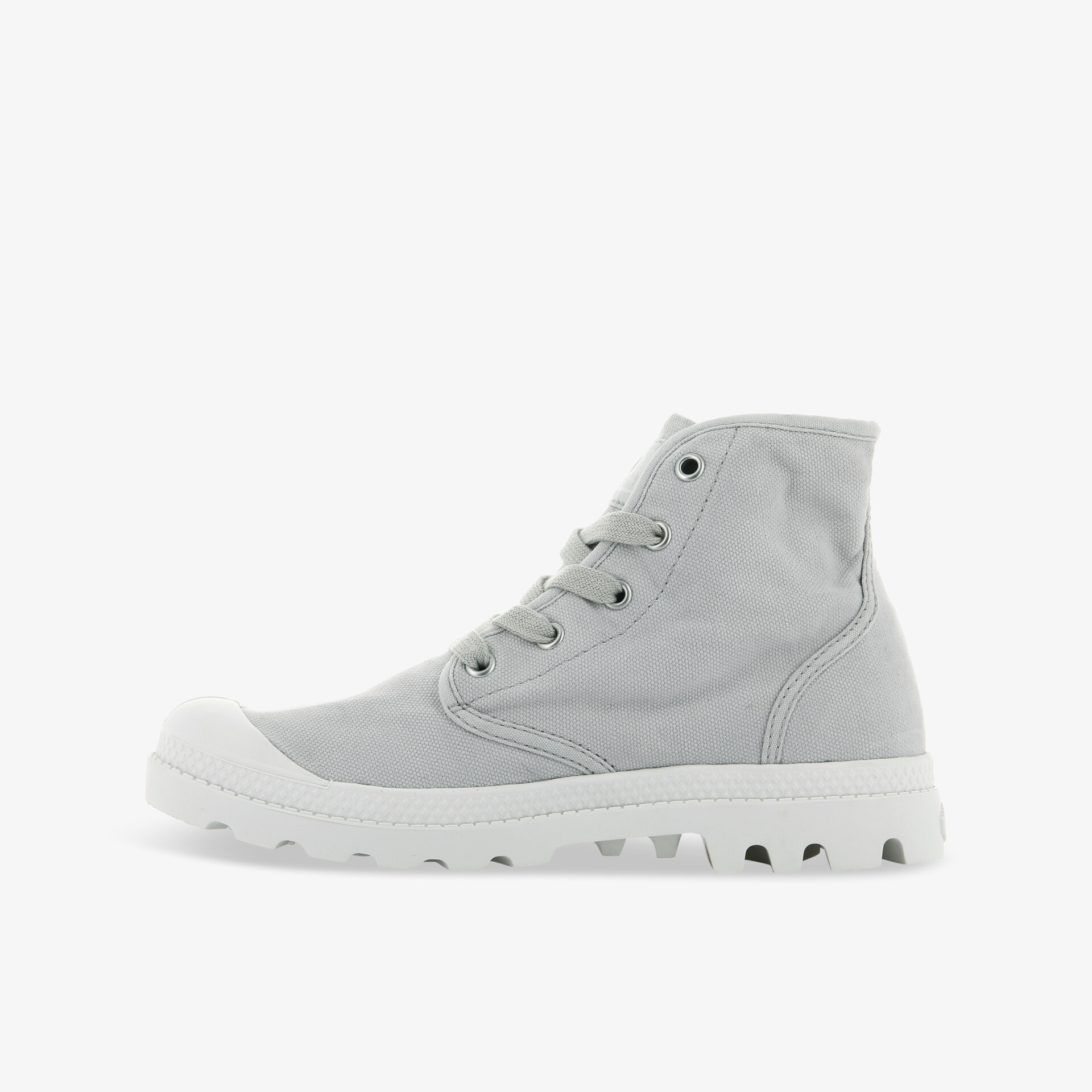 Lässiger grauer High-Top-Schuh aus Canvas mit robuster Sohle und komfortablem Tragegefühl. Perfekt für den Alltag.