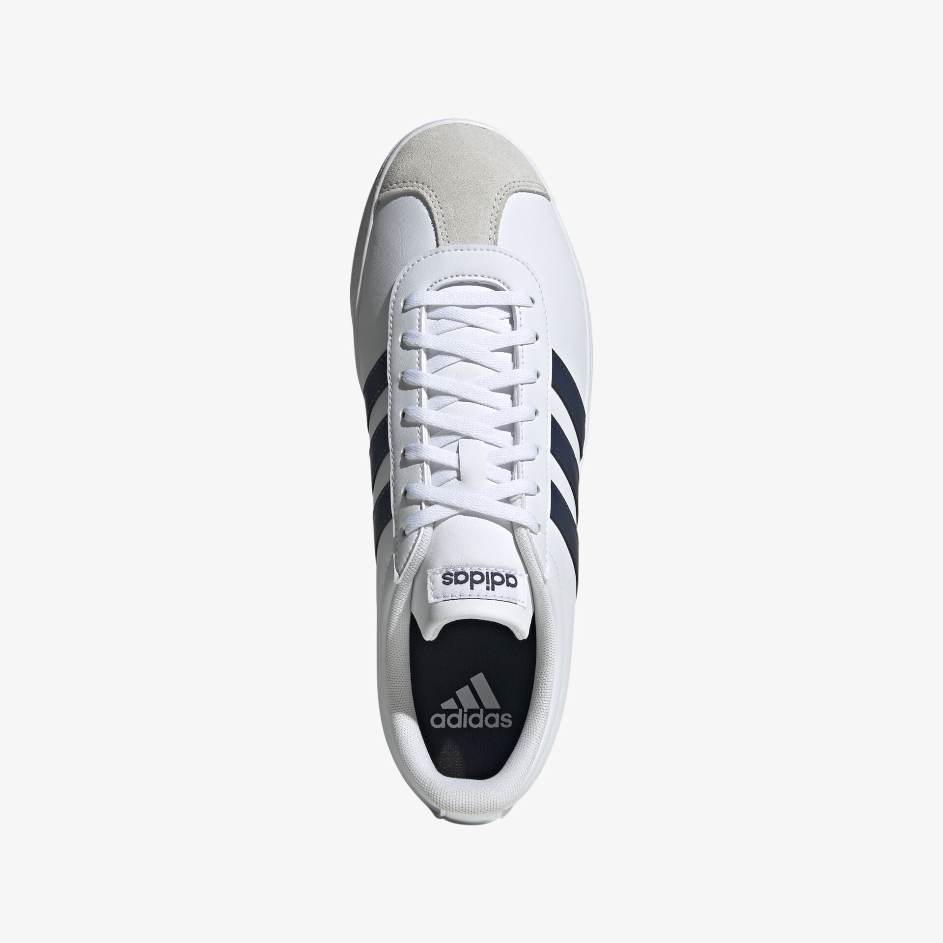 Eleganter weißer Markenschuh mit sportlichem Design und ikonischen Streifen, ideal für vielseitige Anlässe.