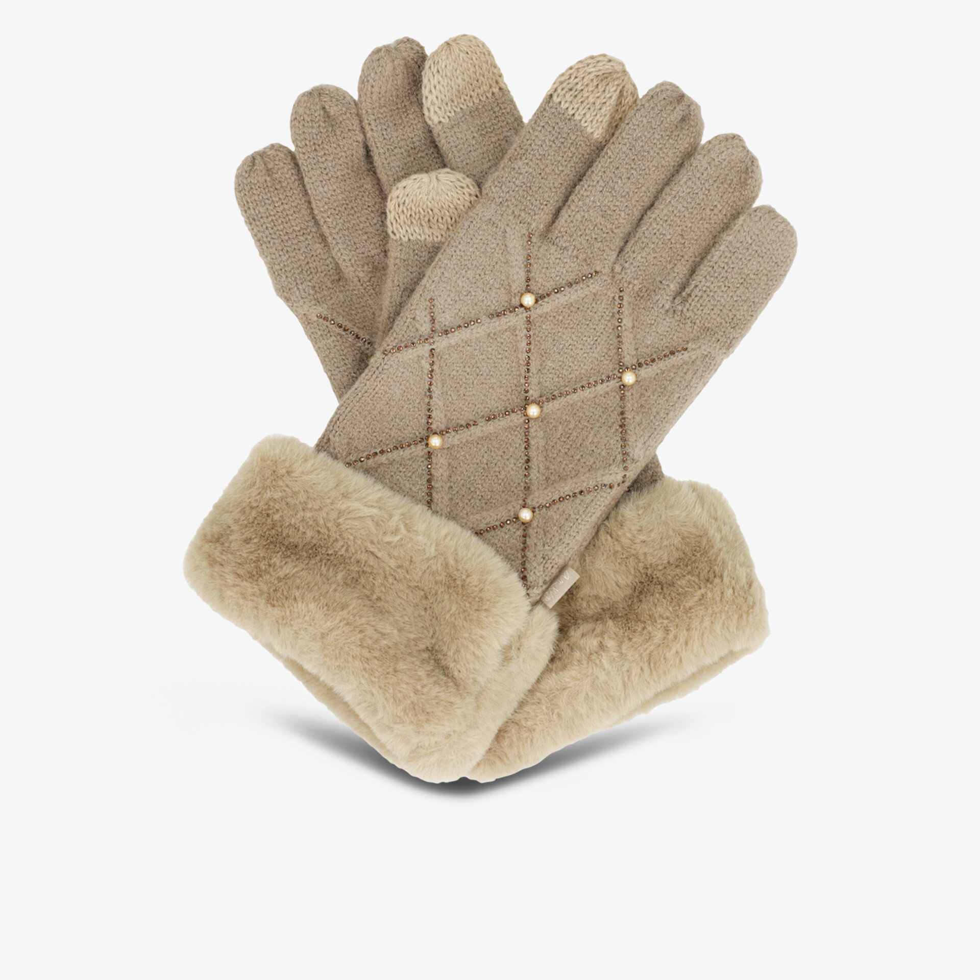 Bequeme weiche Handschuhe mit warmem Fellfutter und modischer gesteppter Oberfläche für kalte Tage