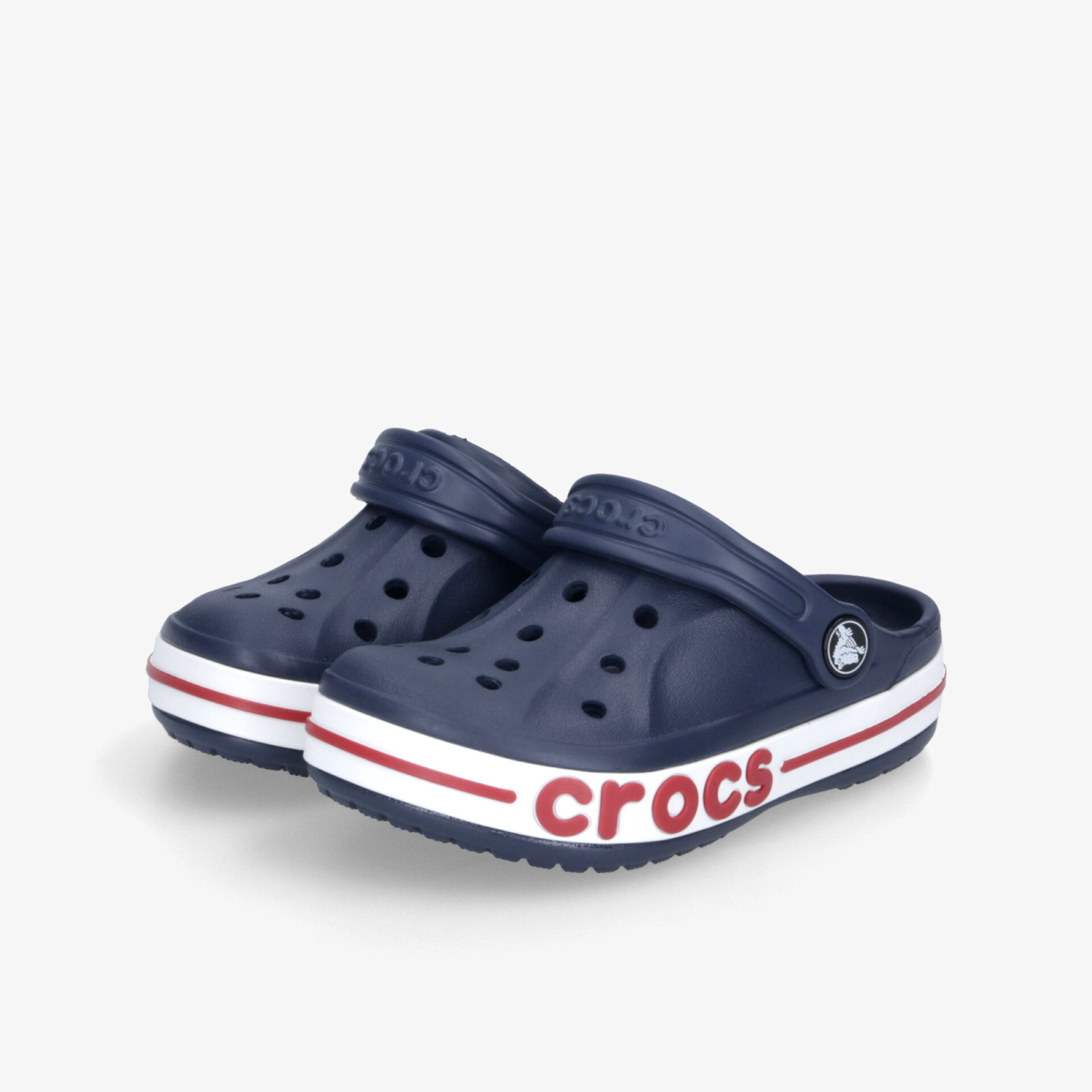Bequeme und leichte navyblaue Crocs Schlupfschuhe mit atmungsaktiven Löchern und praktischem Riemen
