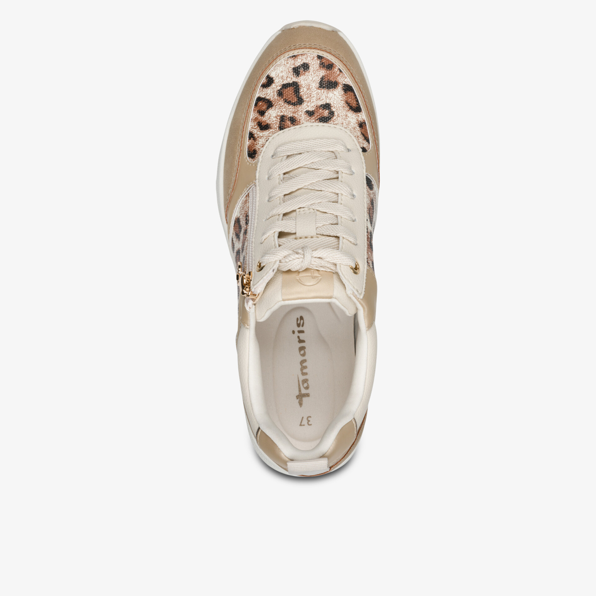 Bequemer Sneaker mit modischem Leopardenmuster, atmungsaktiv und langlebig, Draufsicht von oben