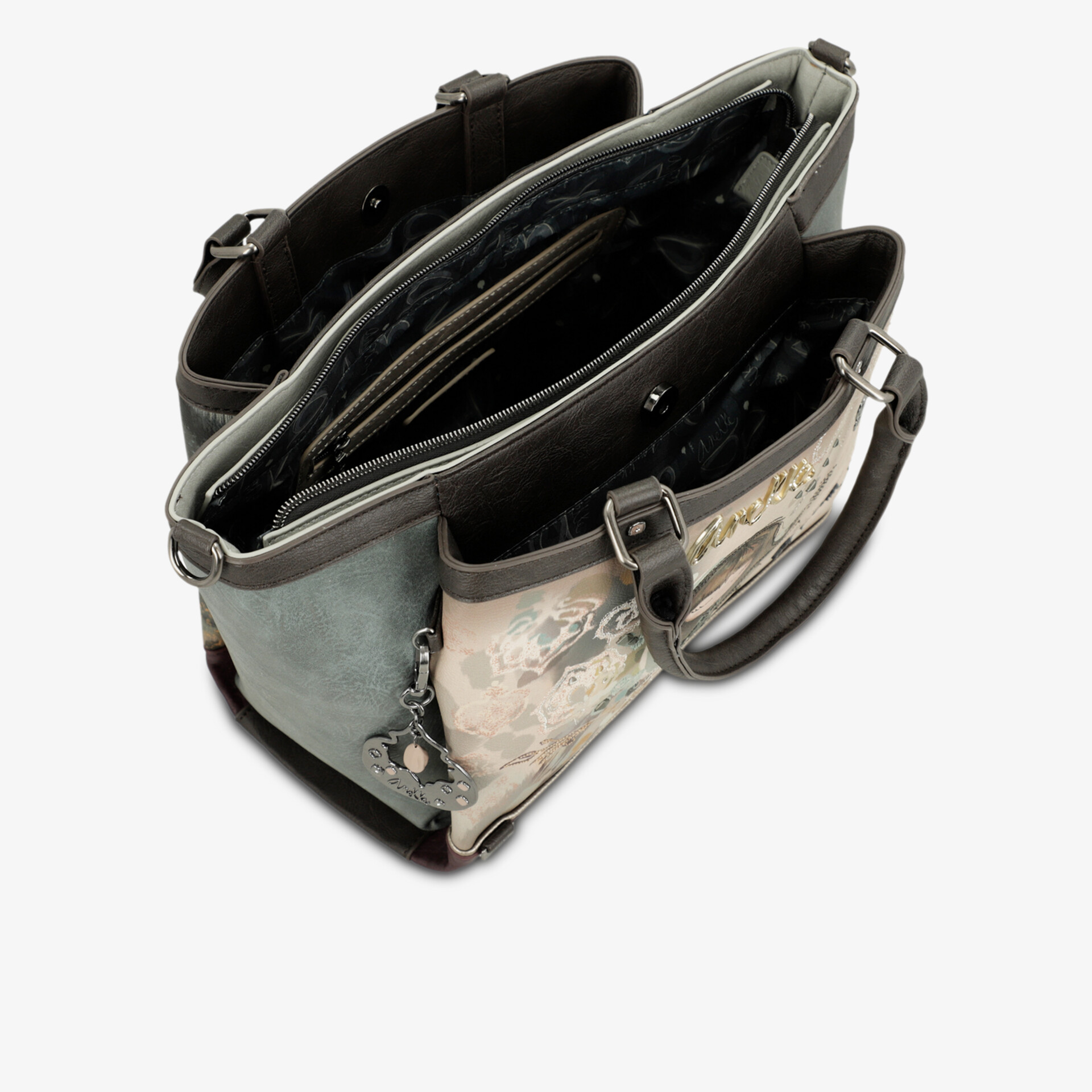 Geräumige schwarze Handtasche mit mehreren Fächern und Reißverschluss, stabil und modisch, vielseitig einsetzbar