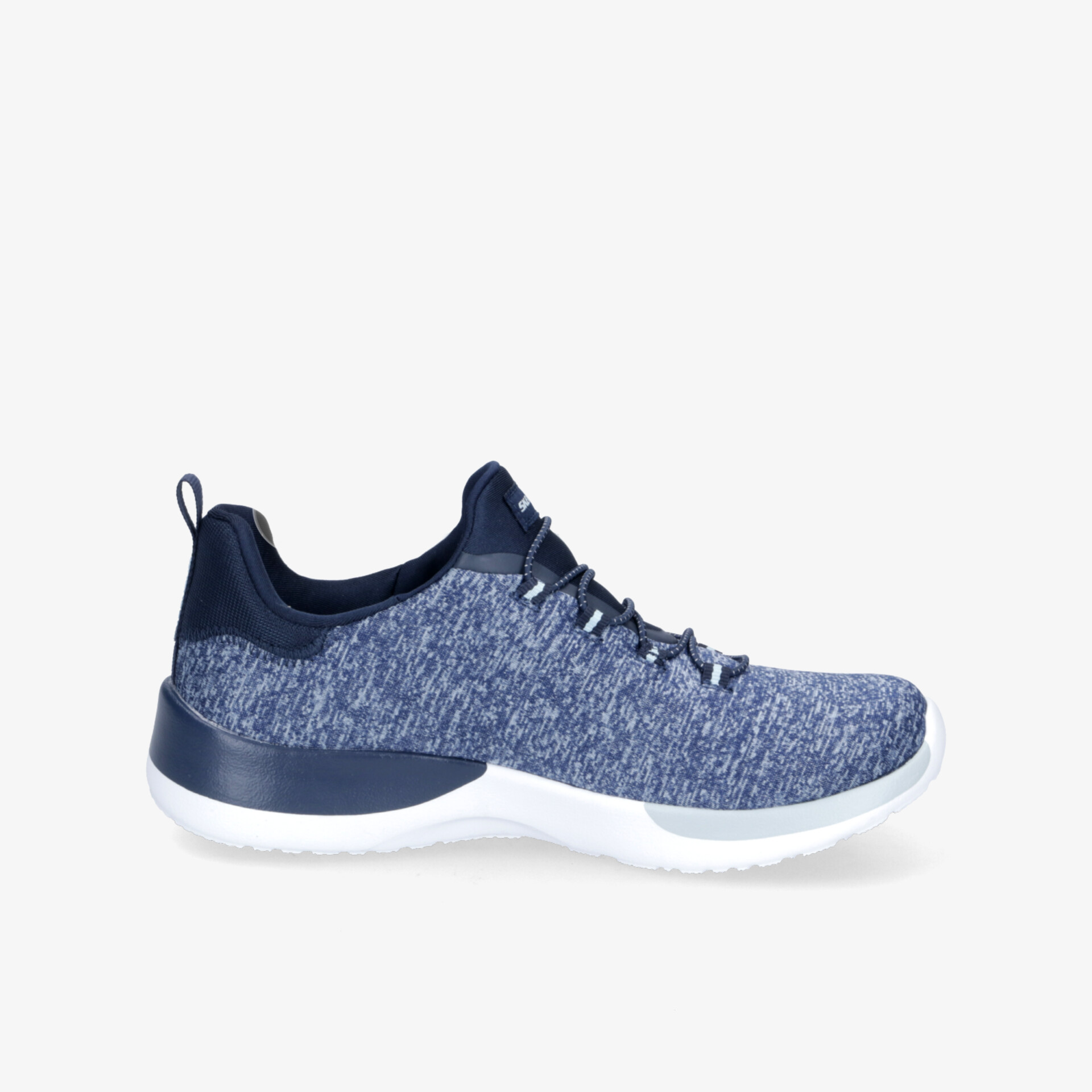 Leichter blauer Sportschuh mit atmungsaktivem Material und flexibler Sohle in klarer Seitenansicht