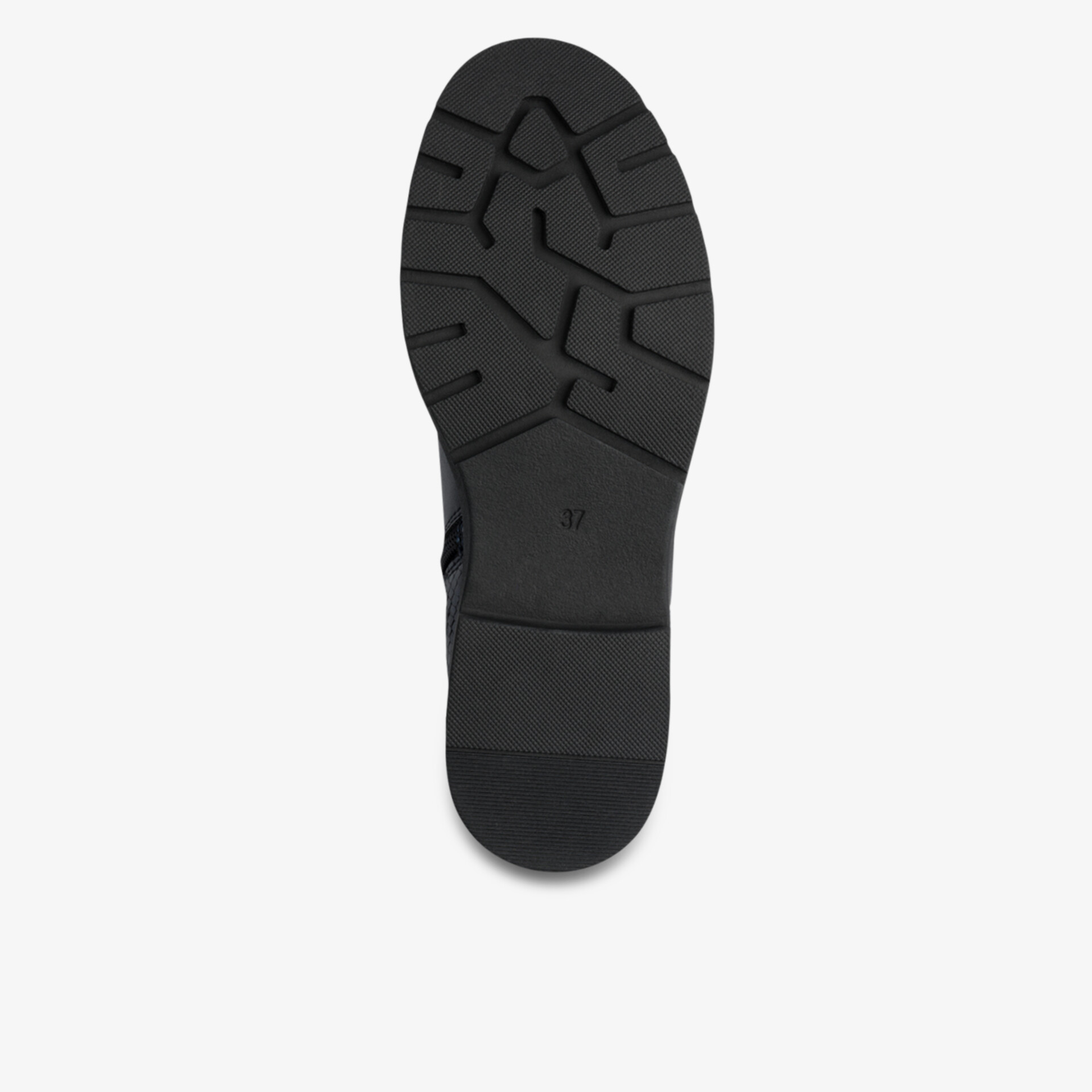 Robuste schwarze Schuhsohle mit rutschfestem Profil für sicheren Halt und hohe Strapazierfähigkeit