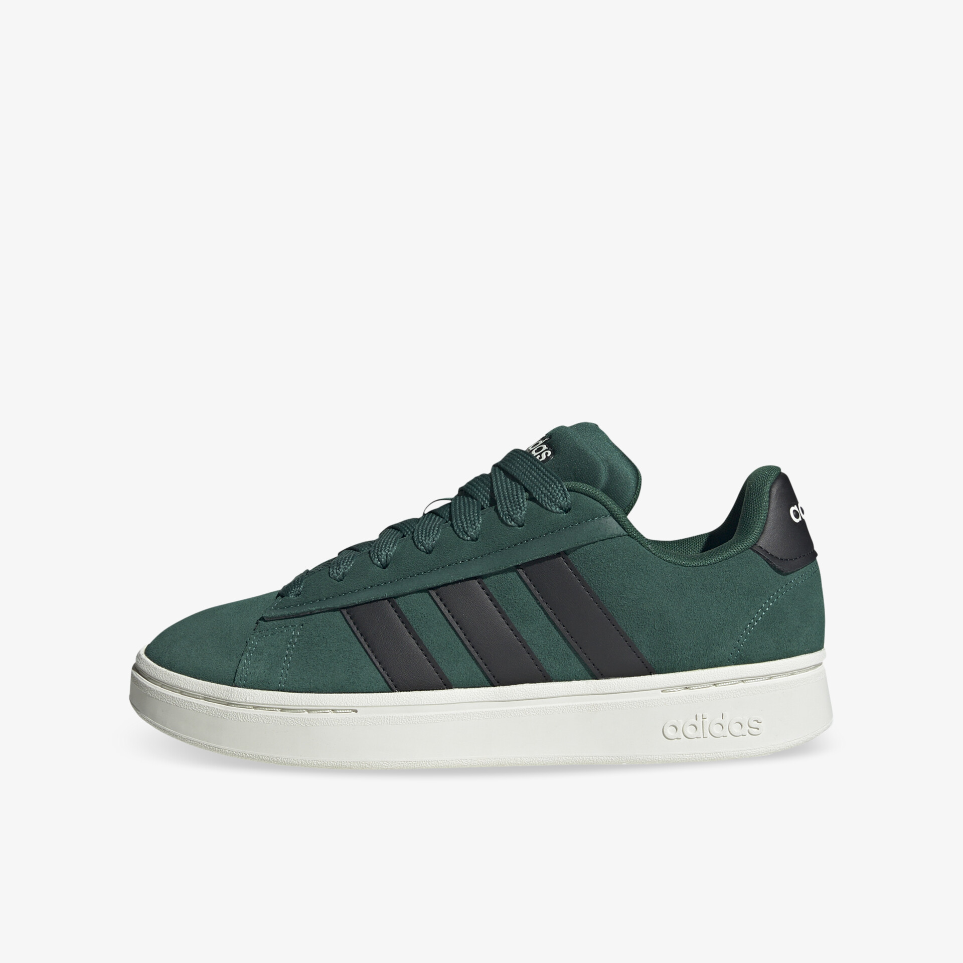 Grüner adidas Sneaker mit weißer Sohle in klarer Seitenansicht, sportliches und bequemes Design für Alltag und Freizeit