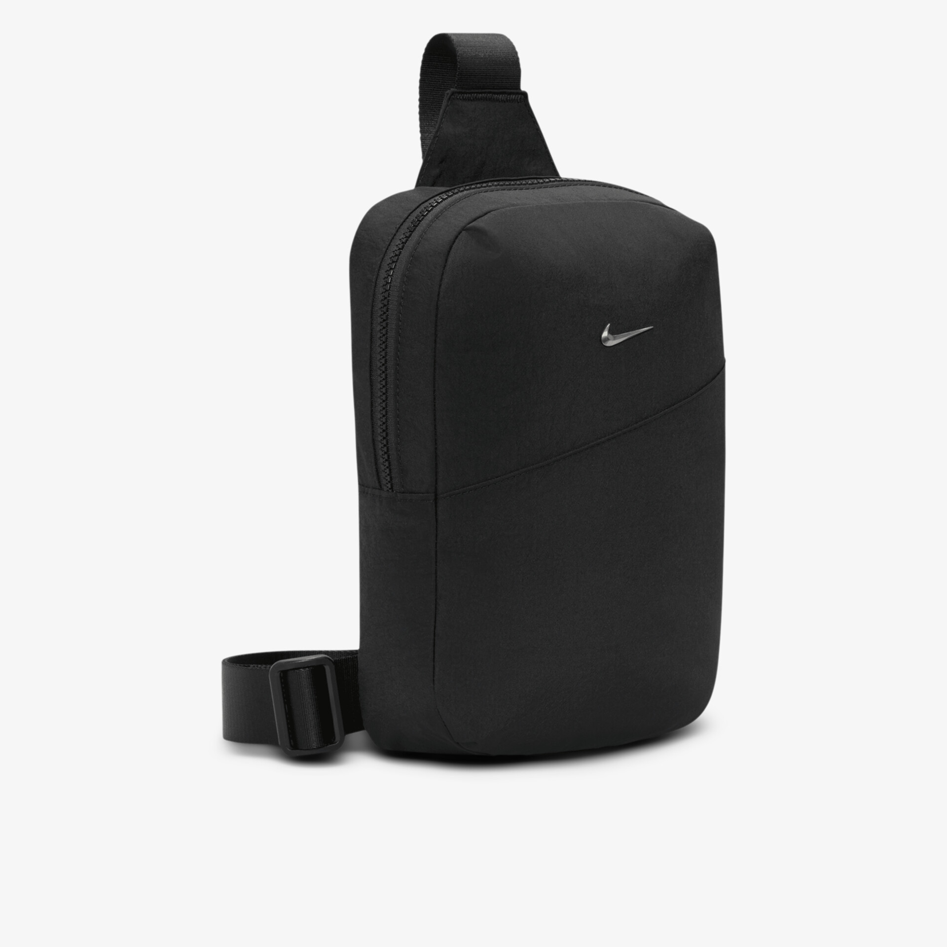 Kompakte schwarze Tasche mit verstellbarem Gurt und Reißverschluss für vielseitigen Einsatz