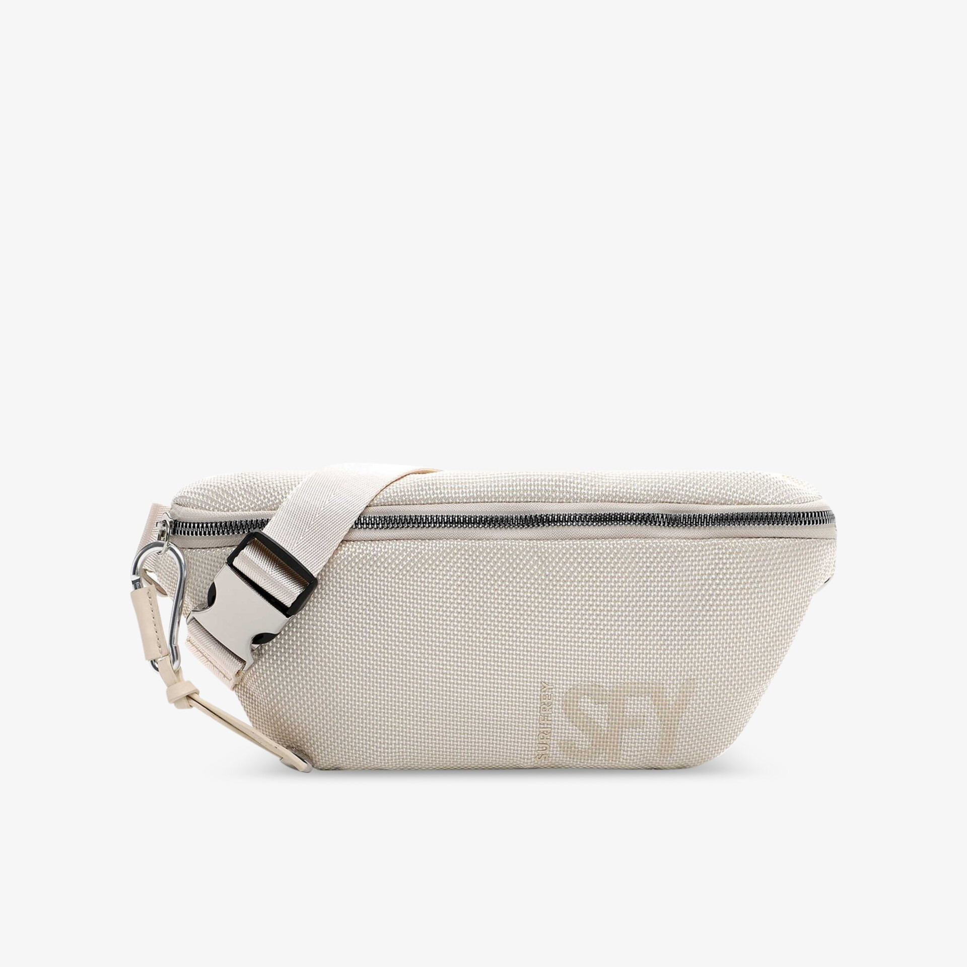 Beige Gürteltasche mit Reißverschluss und verstellbarem Gurt, leicht und praktisch für den Alltag