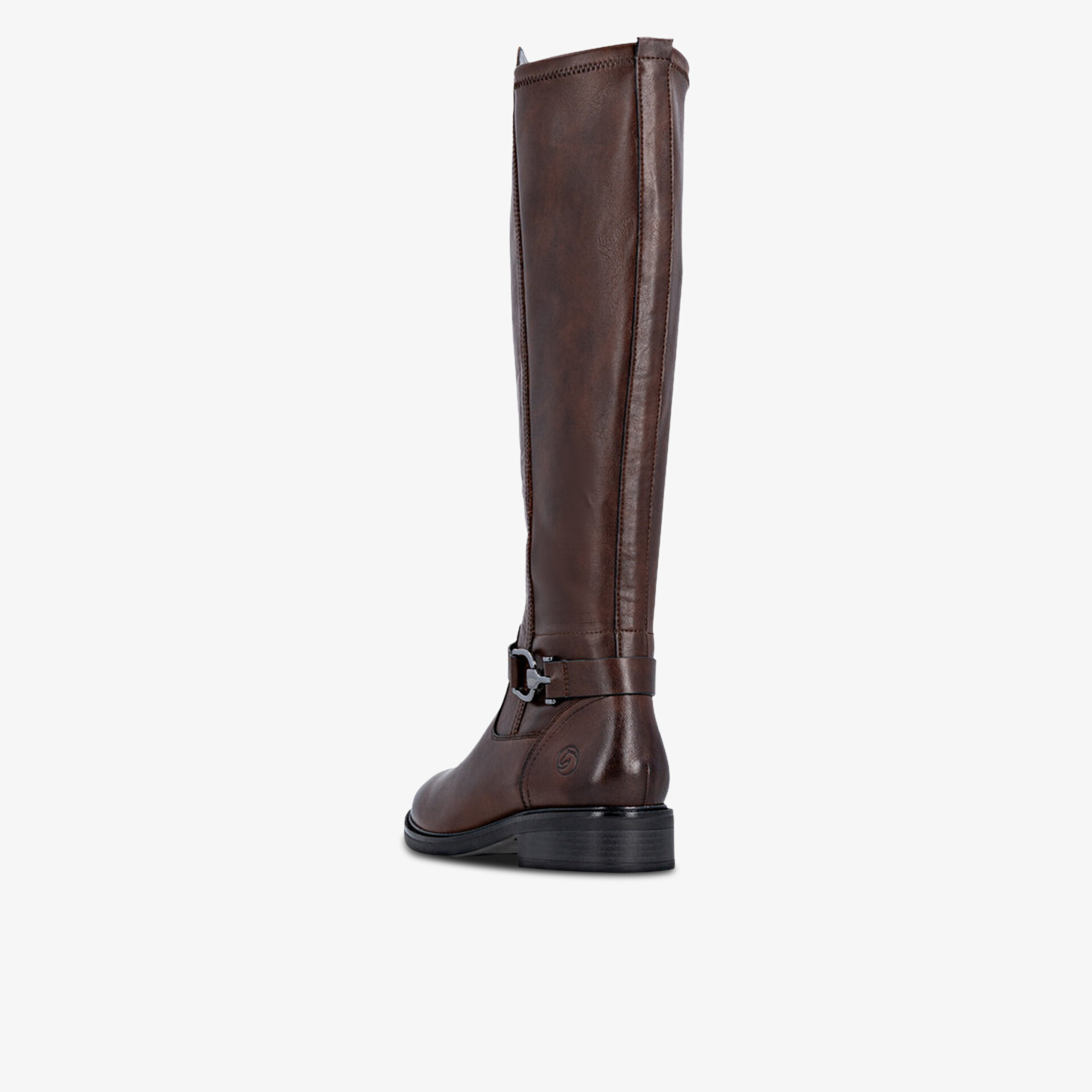 Kniehoher brauner Lederstiefel mit flachem Absatz und praktischem Reißverschluss für sicheren Halt