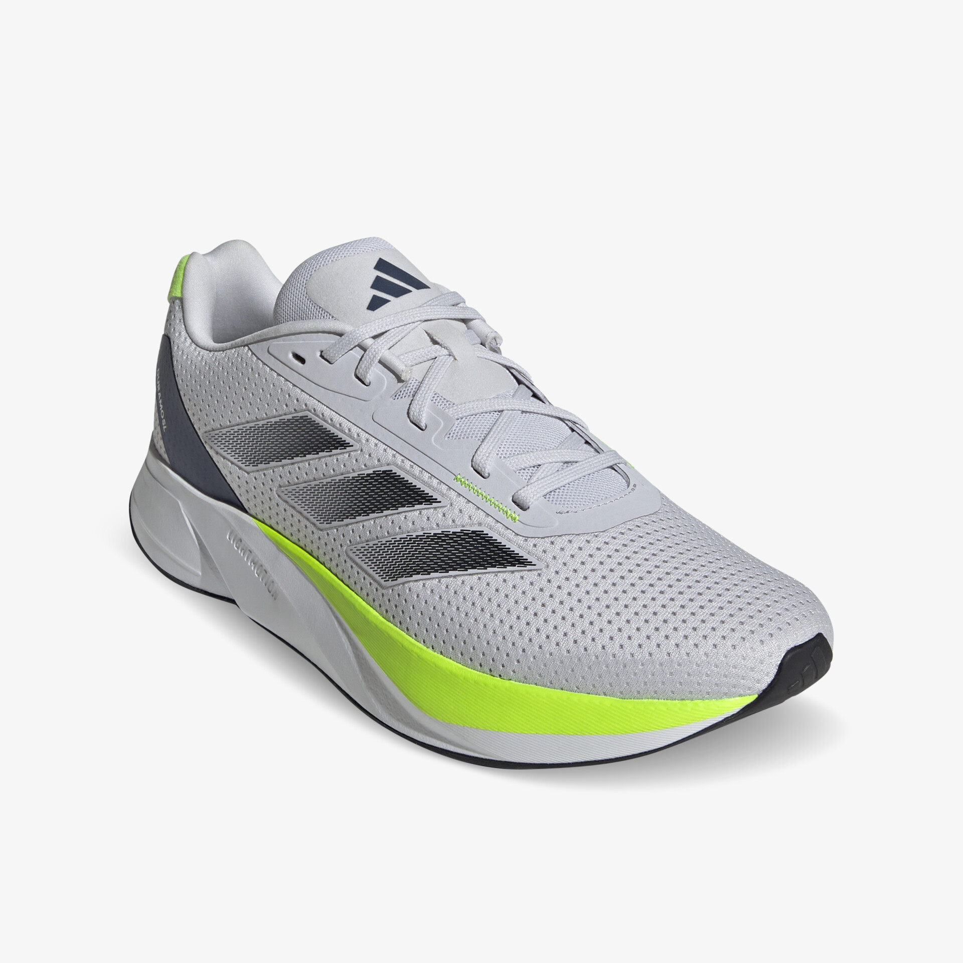 Leichter, atmungsaktiver Laufschuh mit stoßdämpfender Sohle und sportlichem Design in Grau und Neonfarben