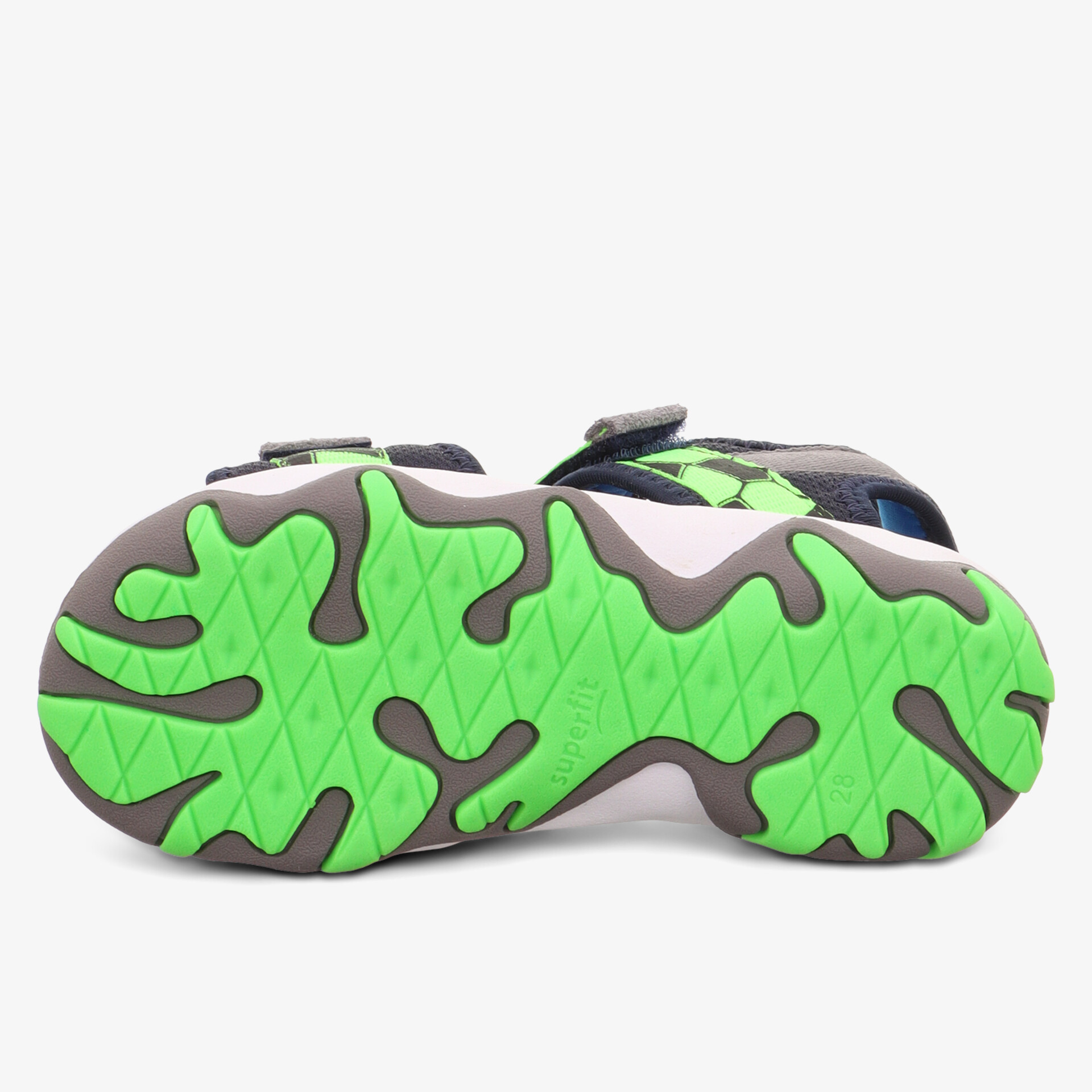 Rutschfeste grüne Profillaufsohle mit robustem und funktionalem Design für optimalen Halt