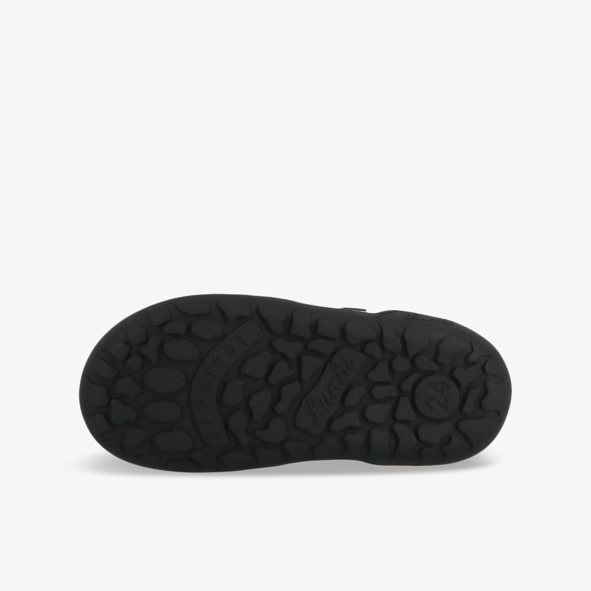 Robuste schwarze Schuhsohle mit griffigem Profil für sicheren Halt und hohen Tragekomfort bei jedem Schritt