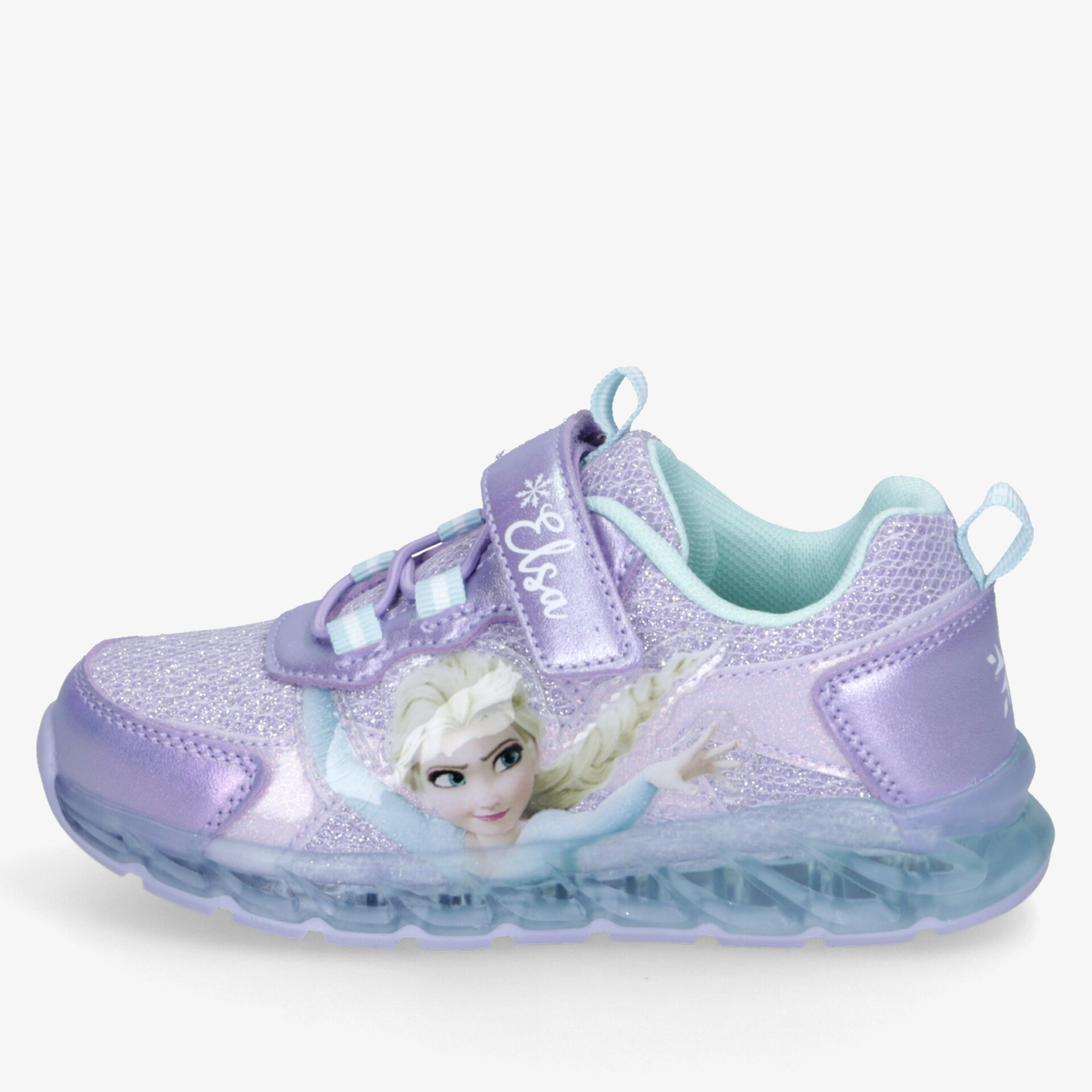 Leuchtend lilafarbener Kinder-Sneaker mit flexiblem Sohle, komfortable Passform und klettverschluss mit glitzerndem Motiv