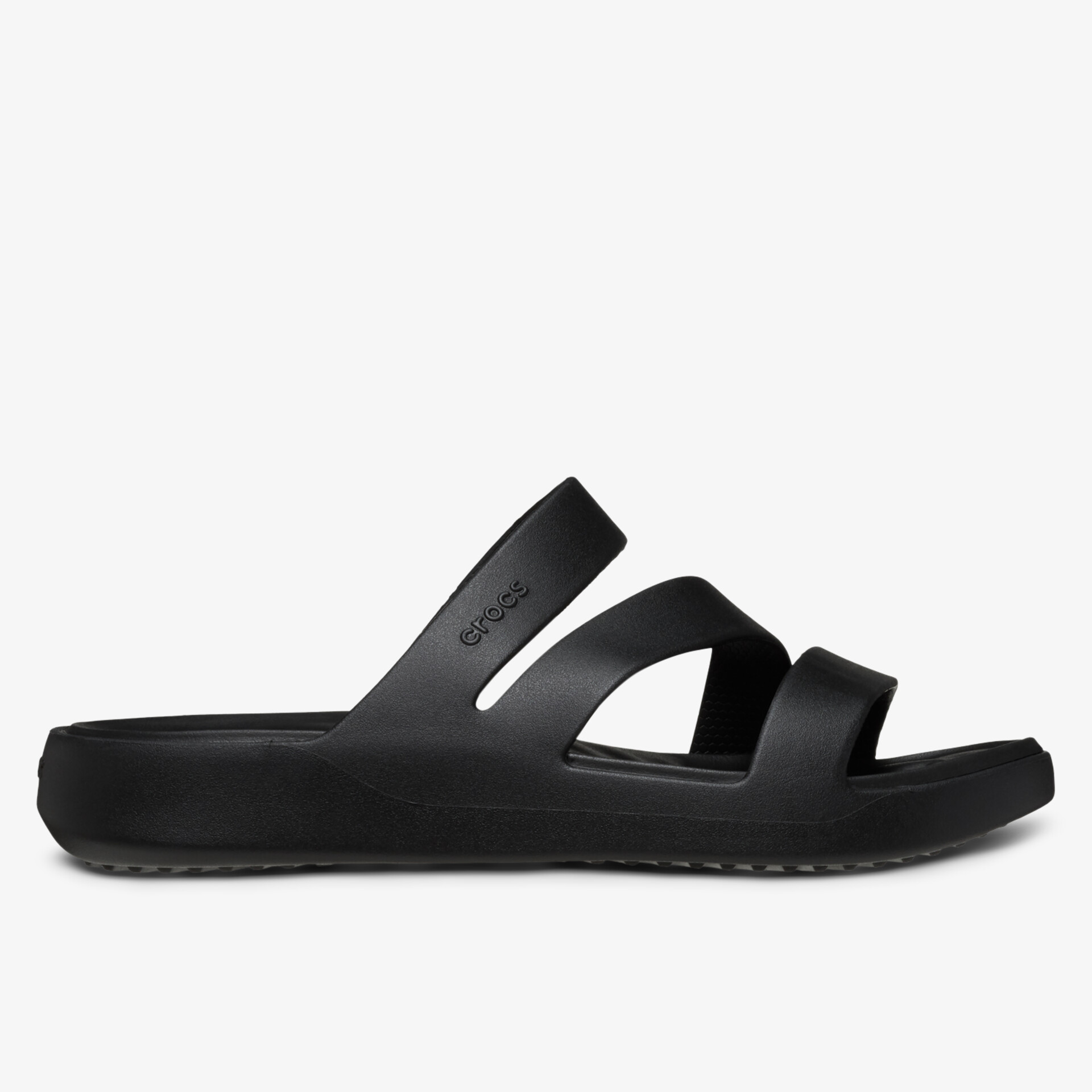 Schwarze Sandale mit elastischen Riemen und bequemer Passform