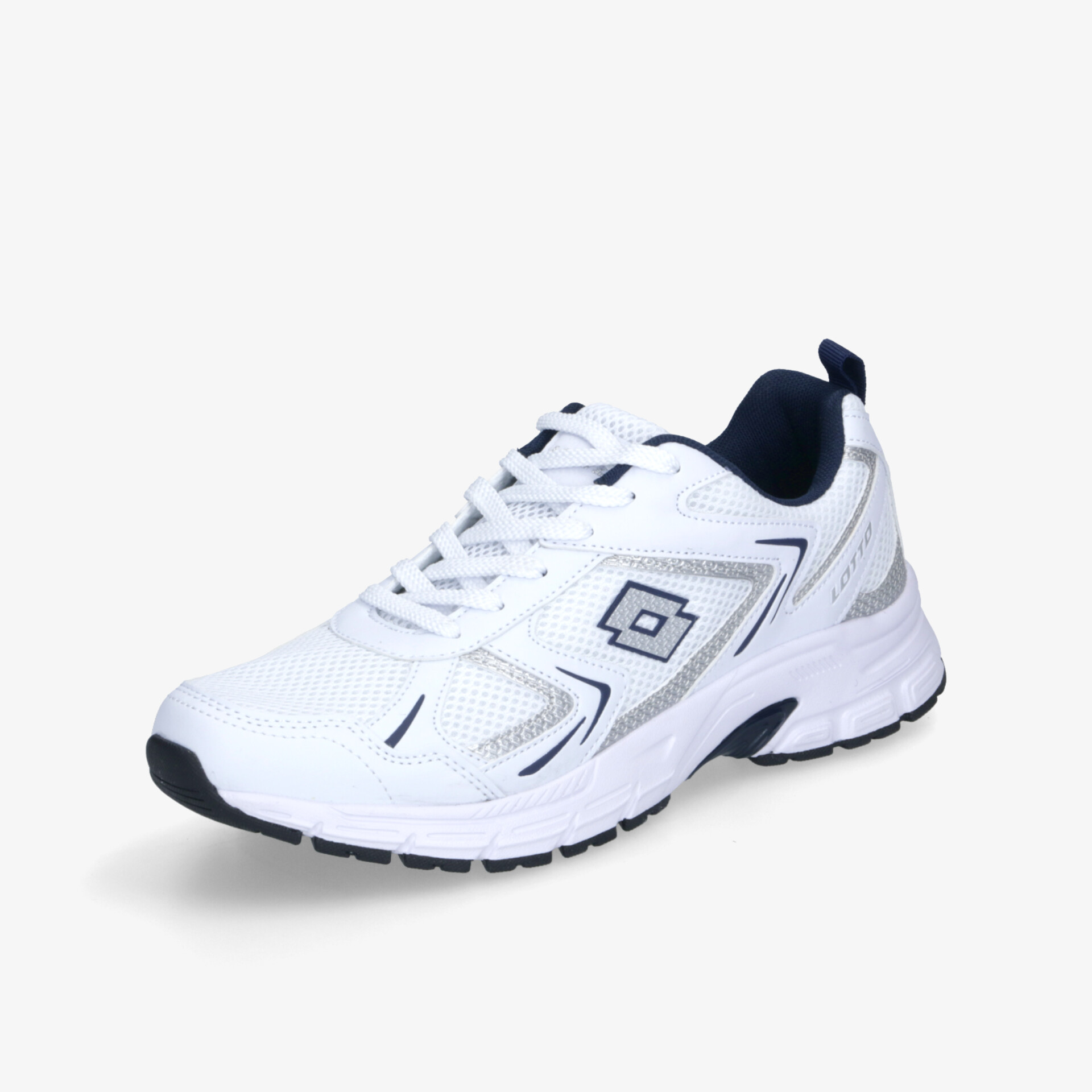 Moderner weißer Sportschuh, leicht und bequem mit atmungsaktivem Material und rutschfester Sohle