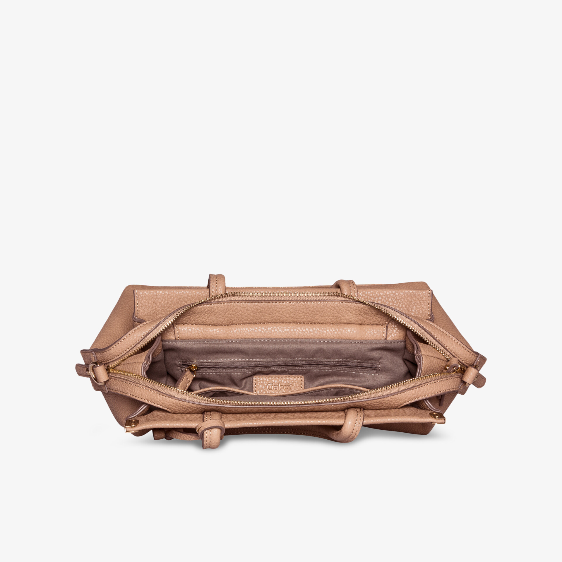 Elegante beige Tasche mit geräumigem Innenraum und praktischen Fächern für stilvolle Organisation.