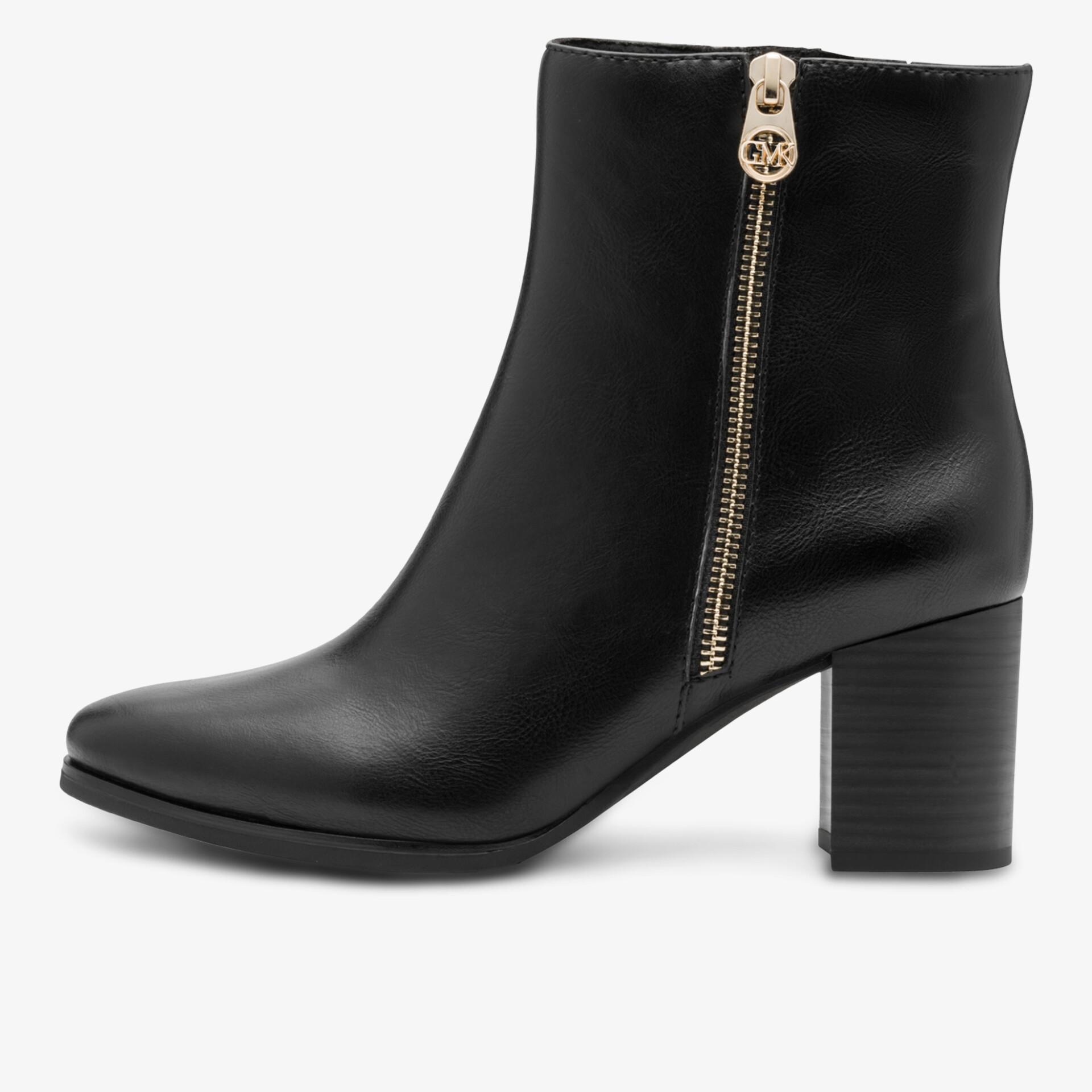 Eleganter schwarzer Stiefel aus hochwertigem Leder mit robustem Blockabsatz und praktischem seitlichem Reißverschluss