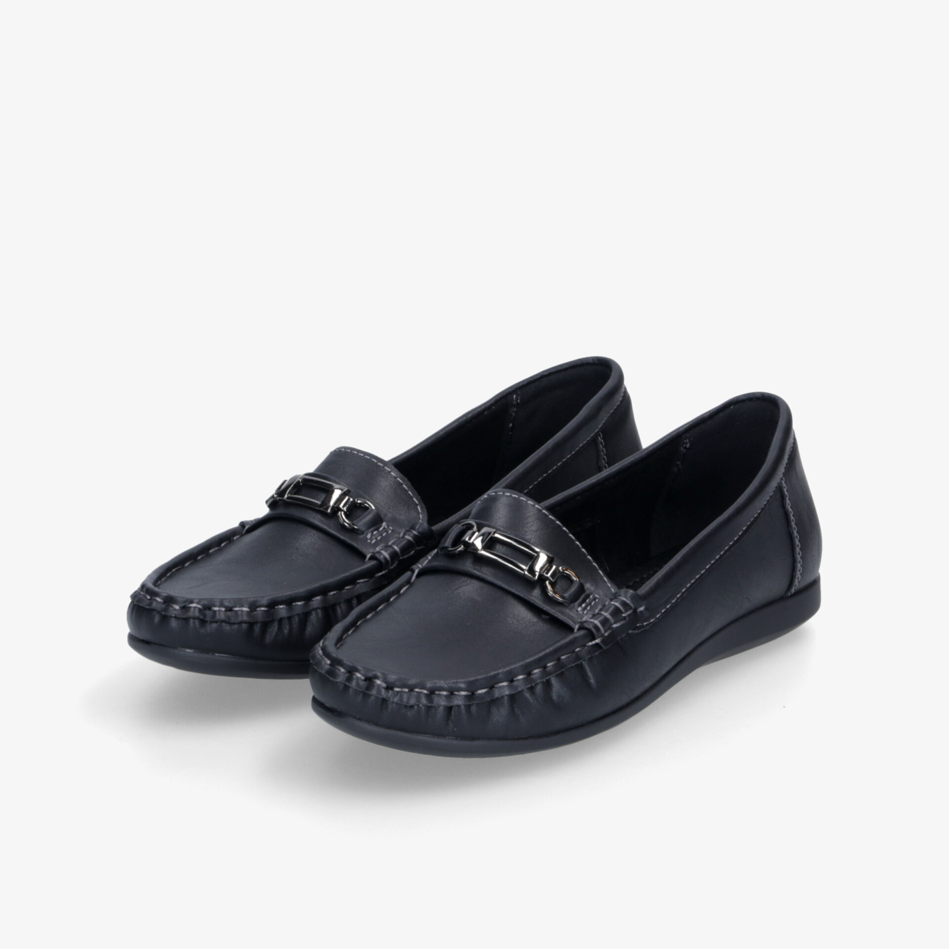 Schwarze Loafers im Paar mit eleganter Schnalle, weichem Material und bequemem Design für stilvollen Komfort