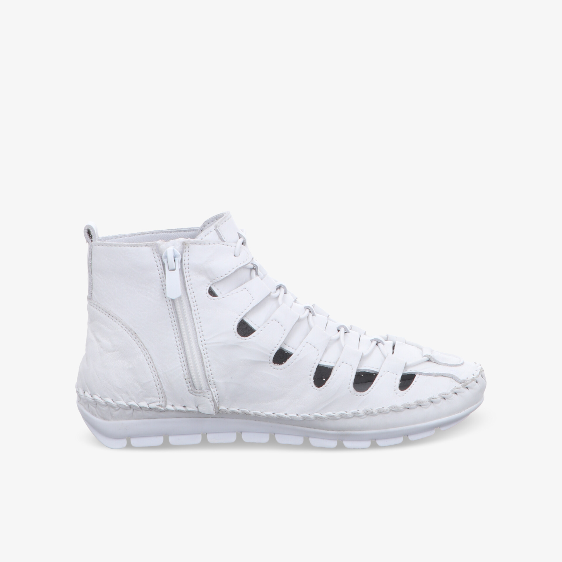 Weiße sportliche Sneaker mit seitlichem Reißverschluss und modernem Design für vielseitigen Einsatz