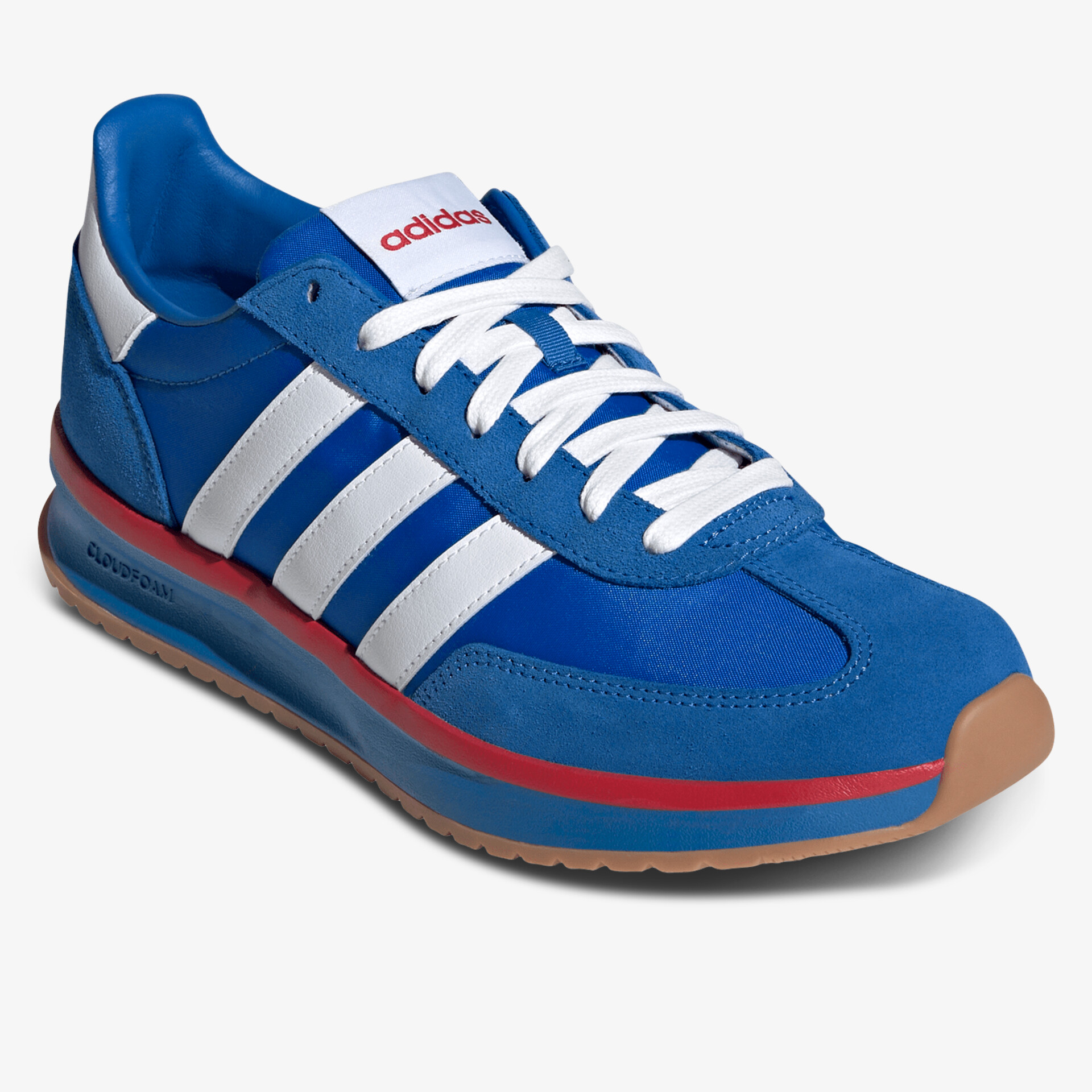 Blauer Sneaker mit weißen Streifen und bequemer Passform perfekt für sportlichen Komfort