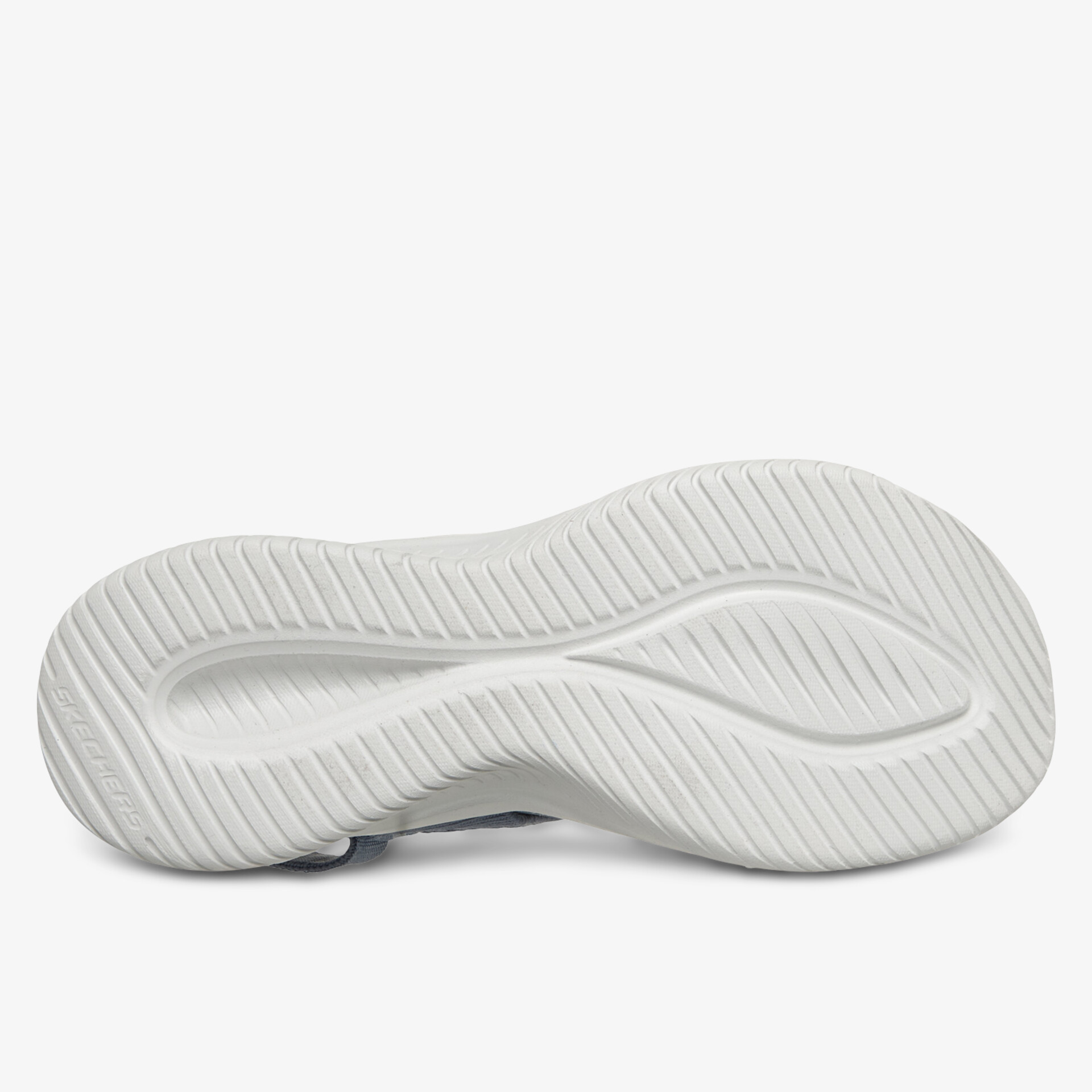 Weiße profilierte Laufsohle mit rutschfestem Muster und flexibel gestalteter Struktur