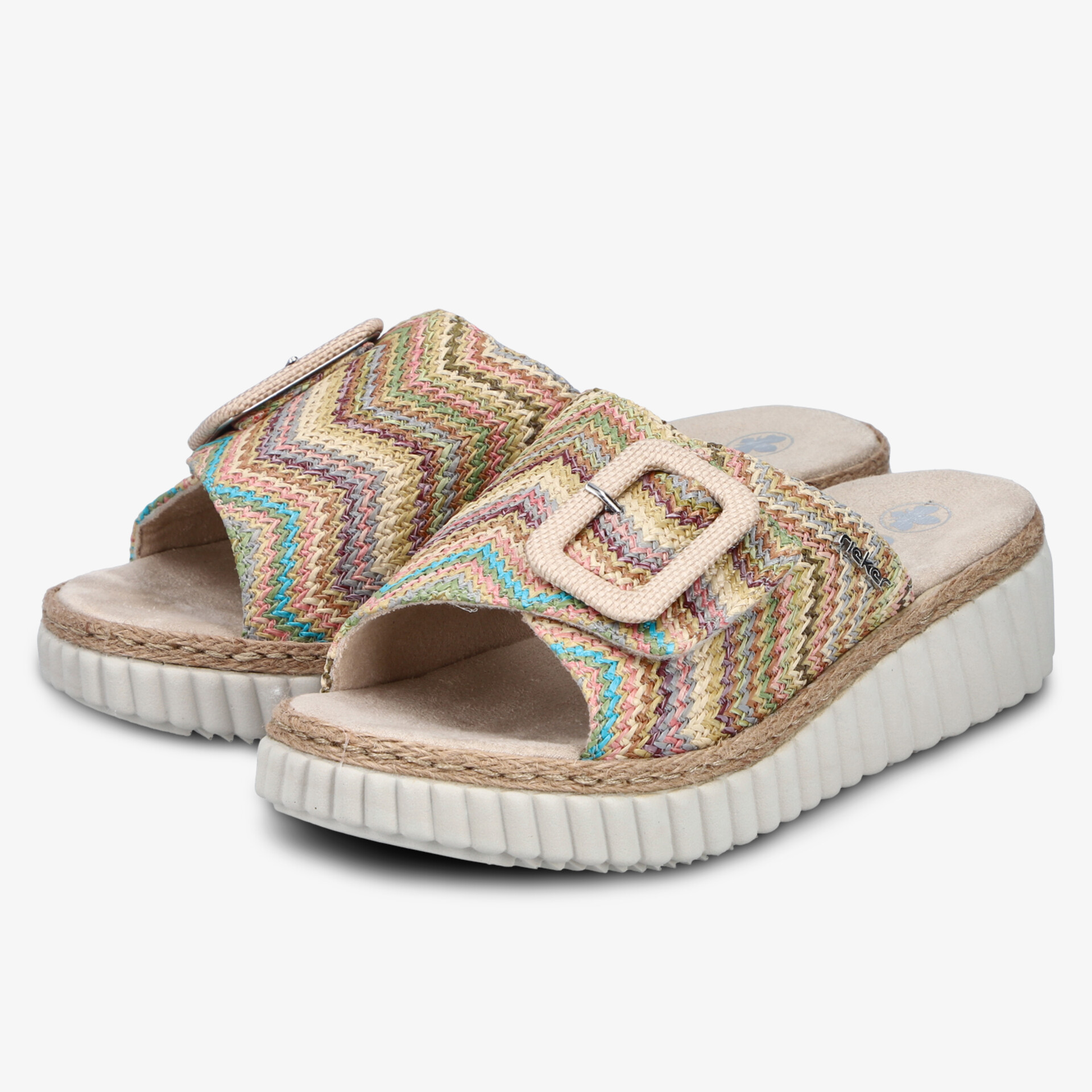 Bequeme, modische Sandalen mit verstellbarer Schnalle und rutschfester Sohle in buntem Muster