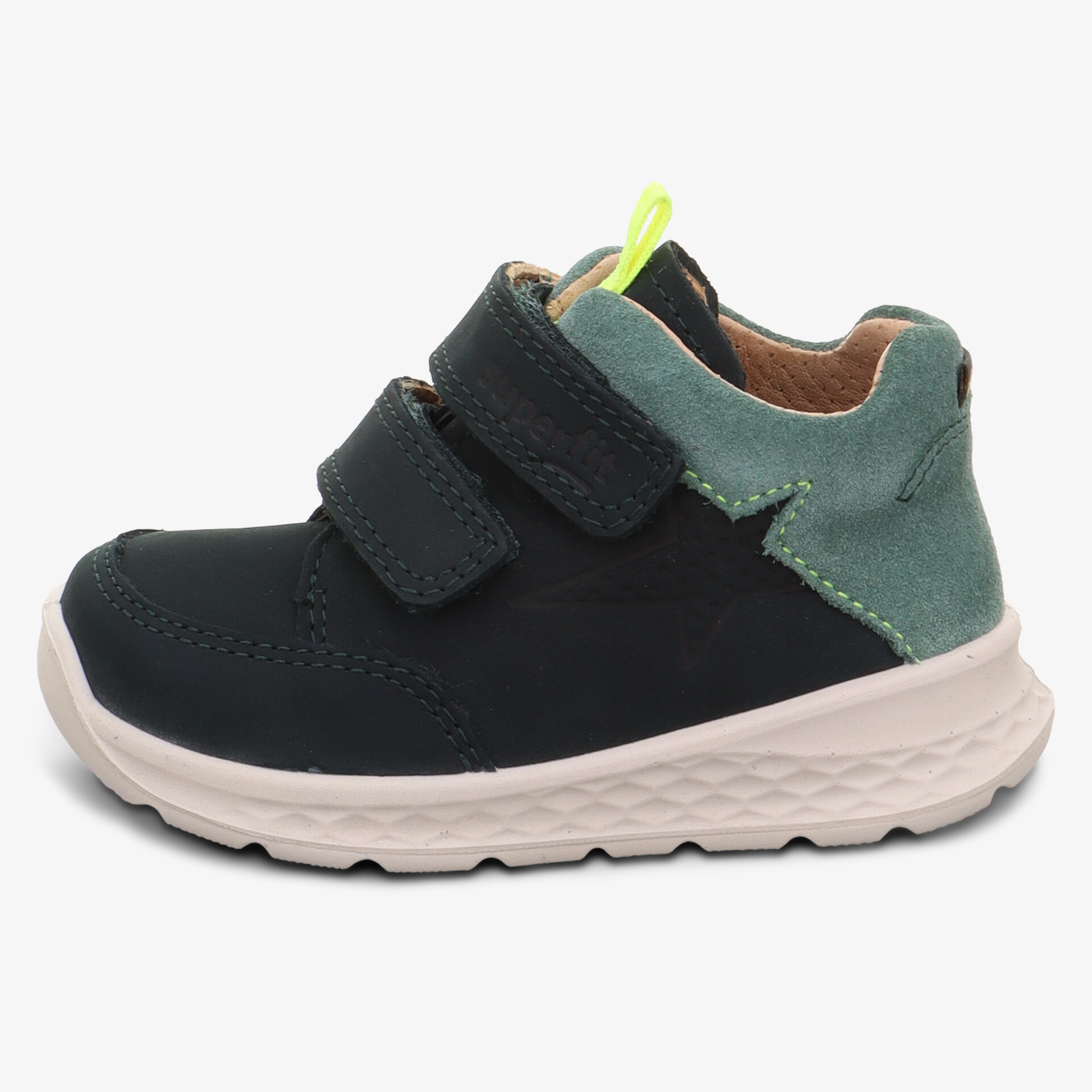 Bequemer Kinderschuh mit doppelten Klettverschlüssen und flexibler rutschfester Laufsohle für optimalen Halt