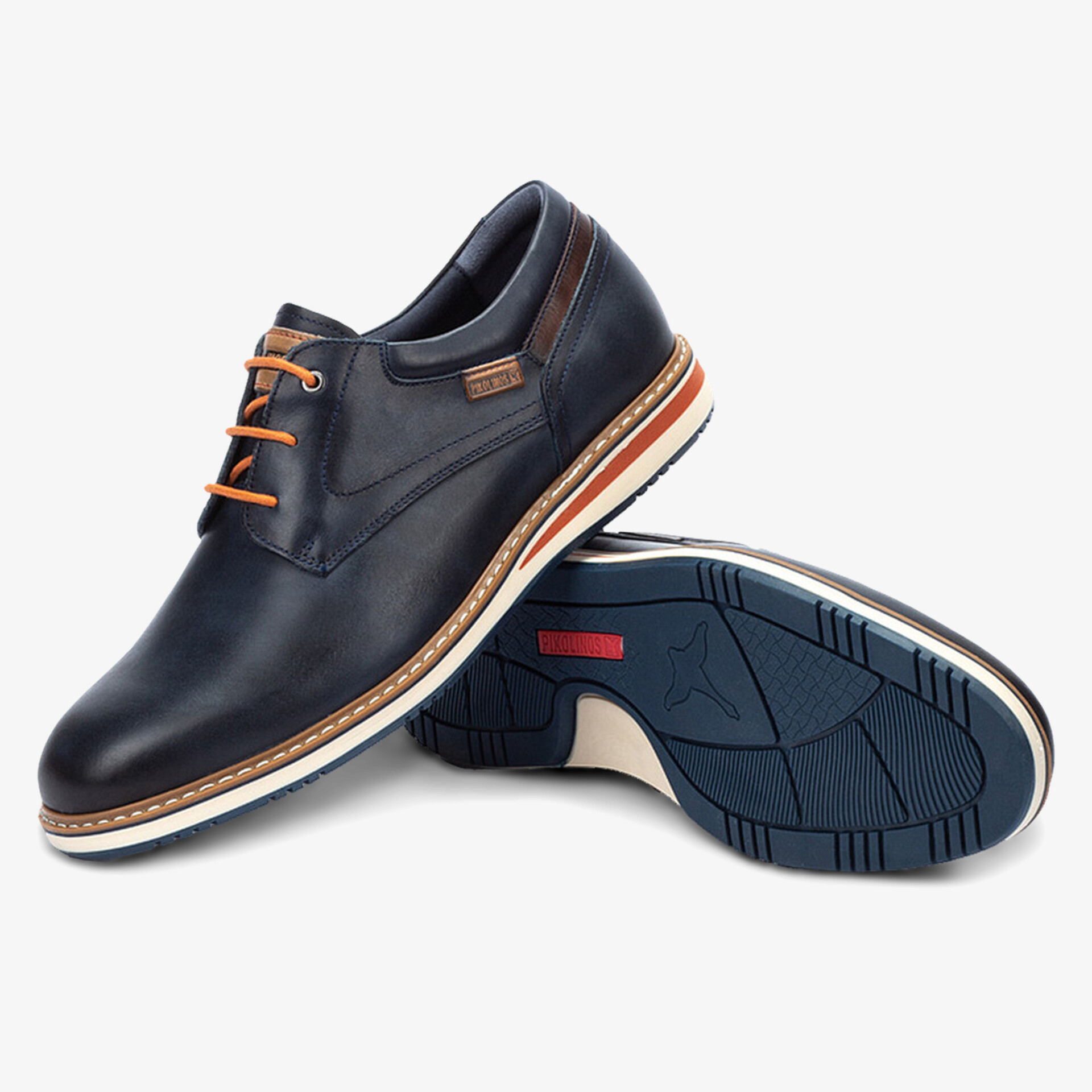 Elegante dunkelblaue Lederschnürschuhe mit sportlicher Sohle und bequemem Tragekomfort