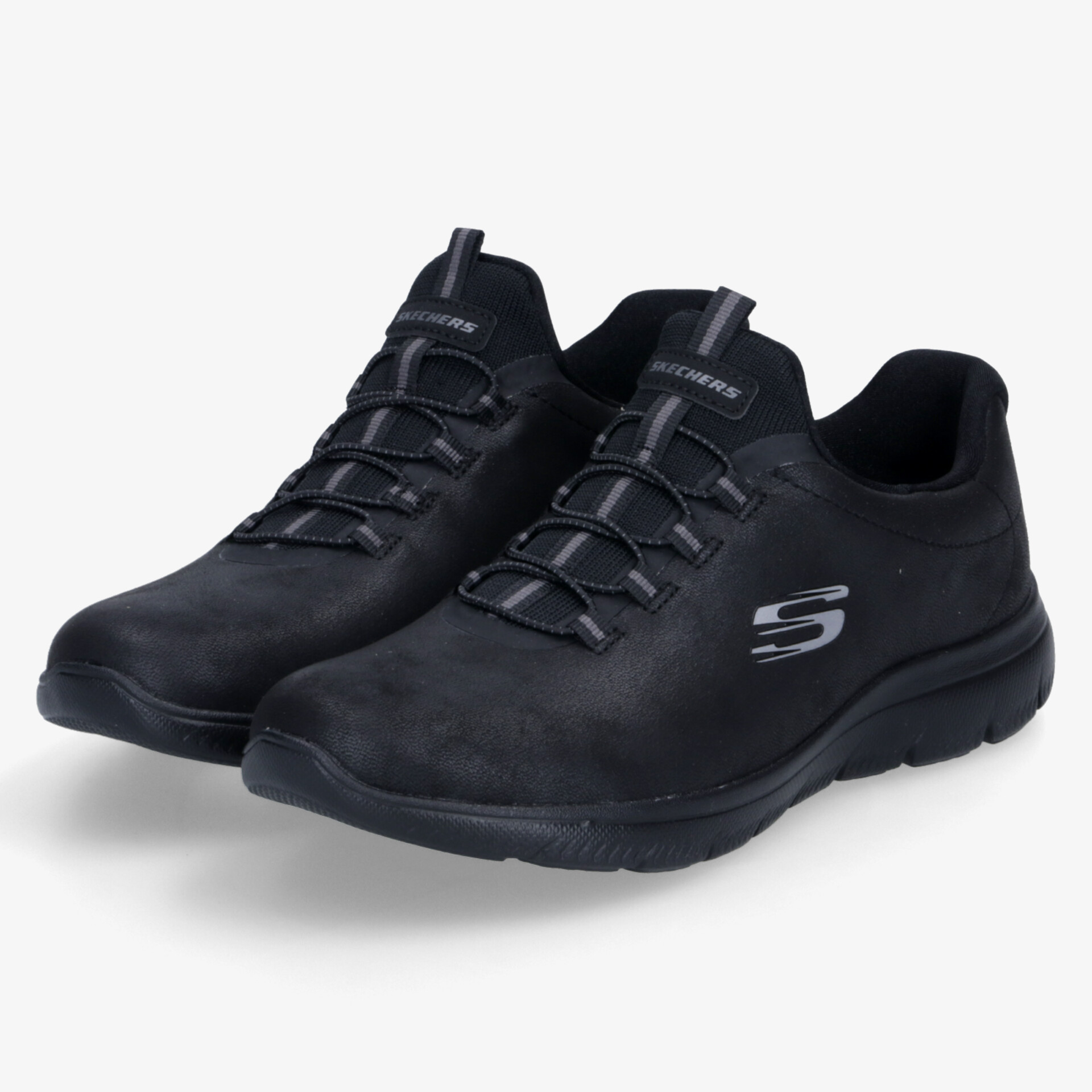 Bequeme und leichte schwarze Sportschuhe mit flexiblem Sohlenprofil und schnörkellosem Design