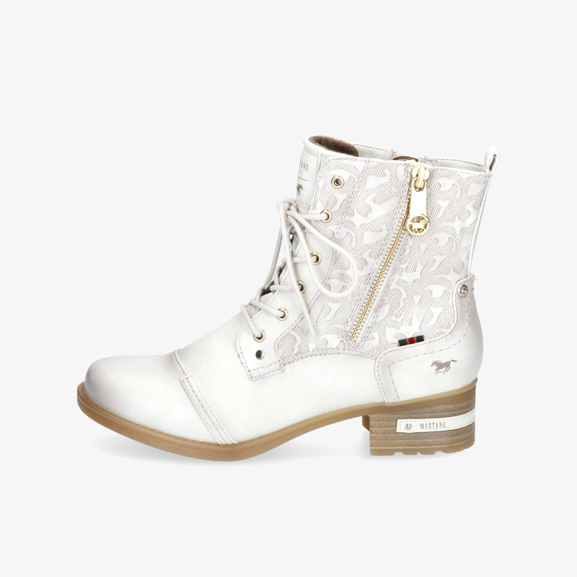 Stilvolle weiße Stiefelette mit Schnürung und Reißverschluss für elegantes Auftreten