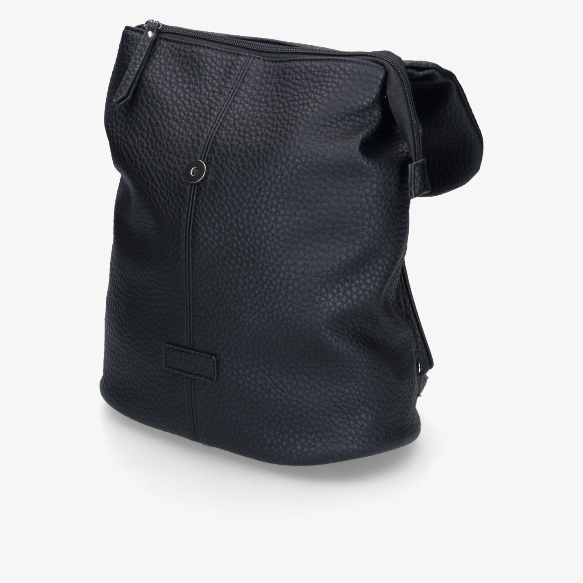 Schwarze Ledertasche mit robustem Reißverschluss und geräumigem Hauptfach, elegantes und praktisches Design