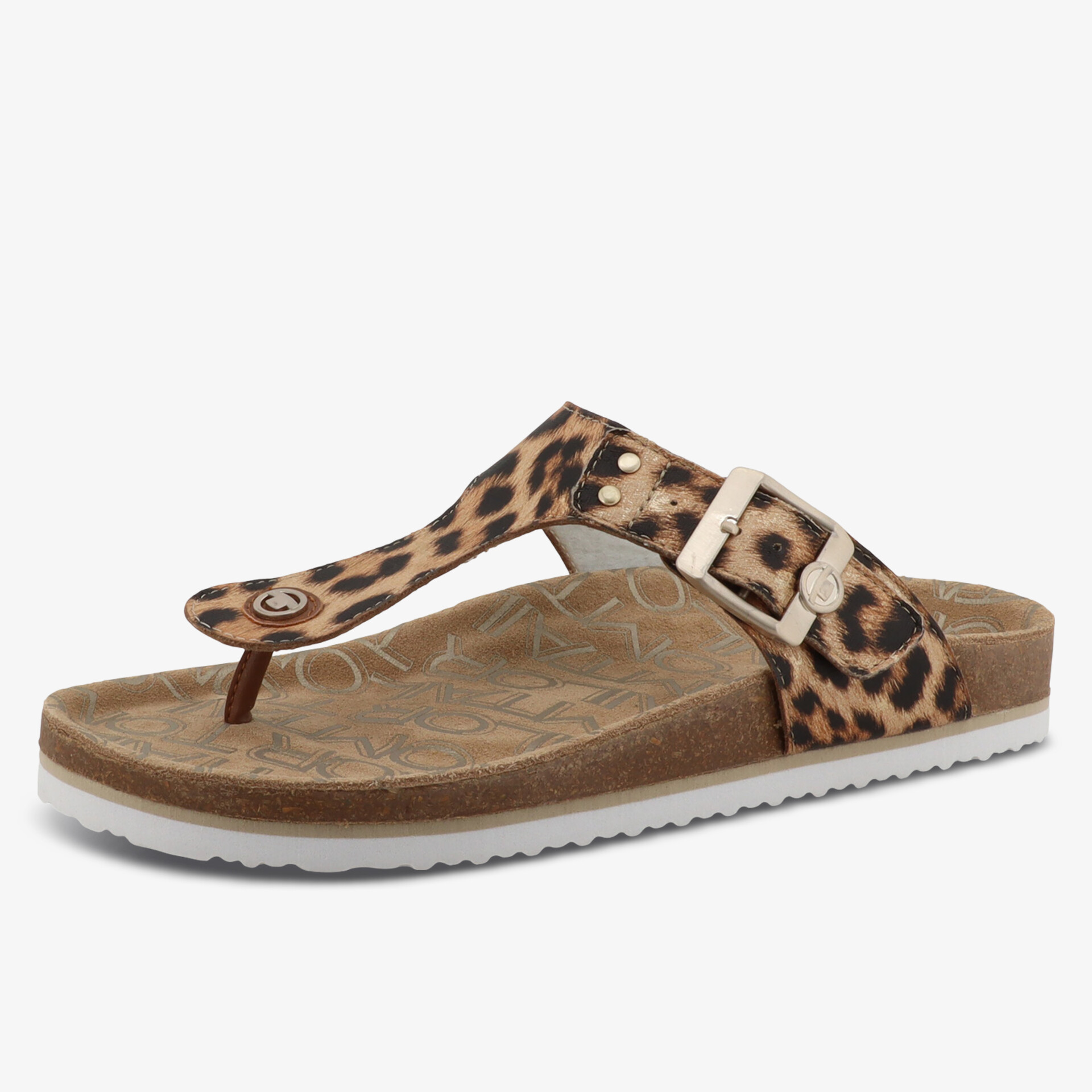 Bequeme Sandale mit Leo-Print und verstellbarem Riemen auf rutschfester Sohle für Alltag und Freizeit