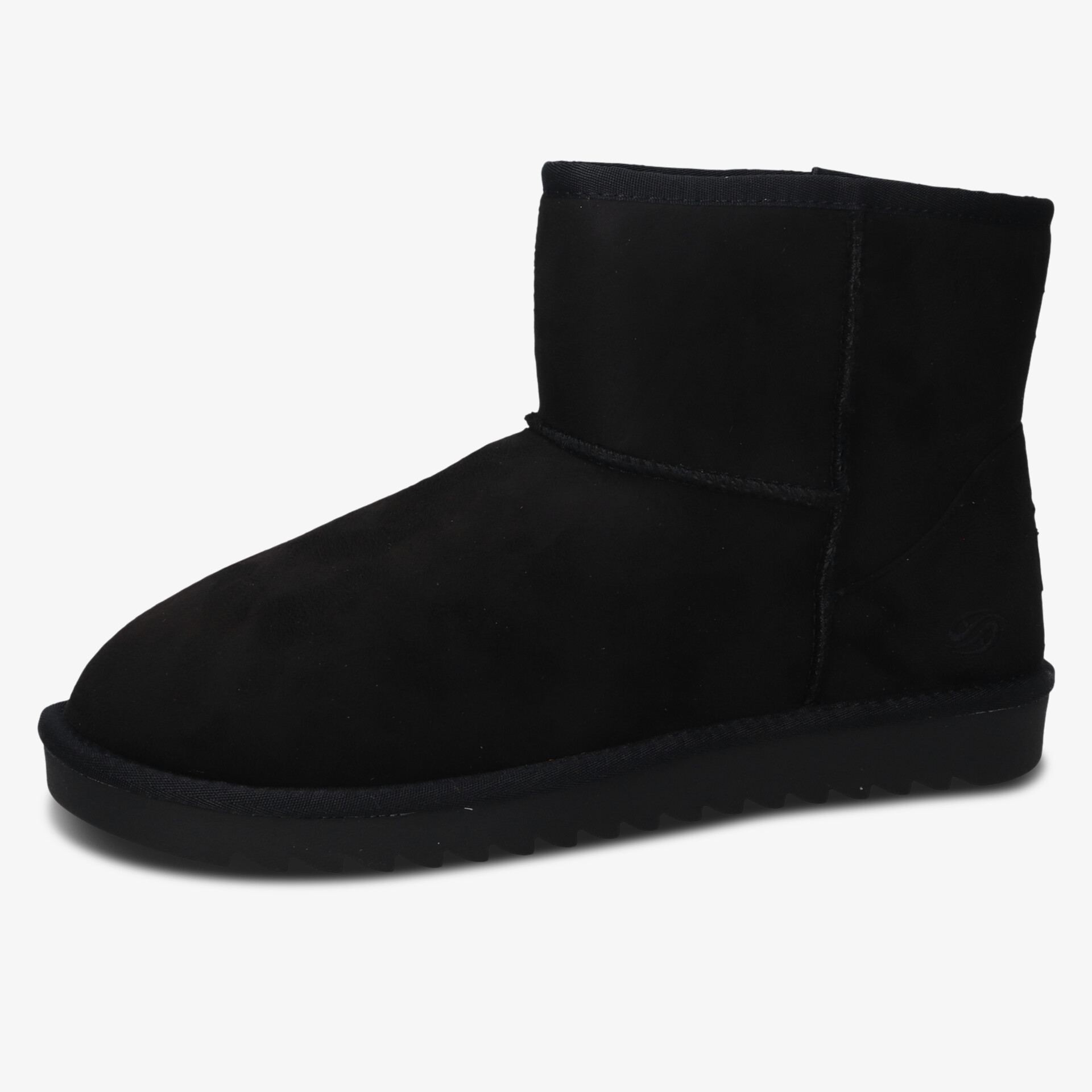 Schwarzer warmer Winterboot mit flacher Sohle und schlichtem, komfortablem Design