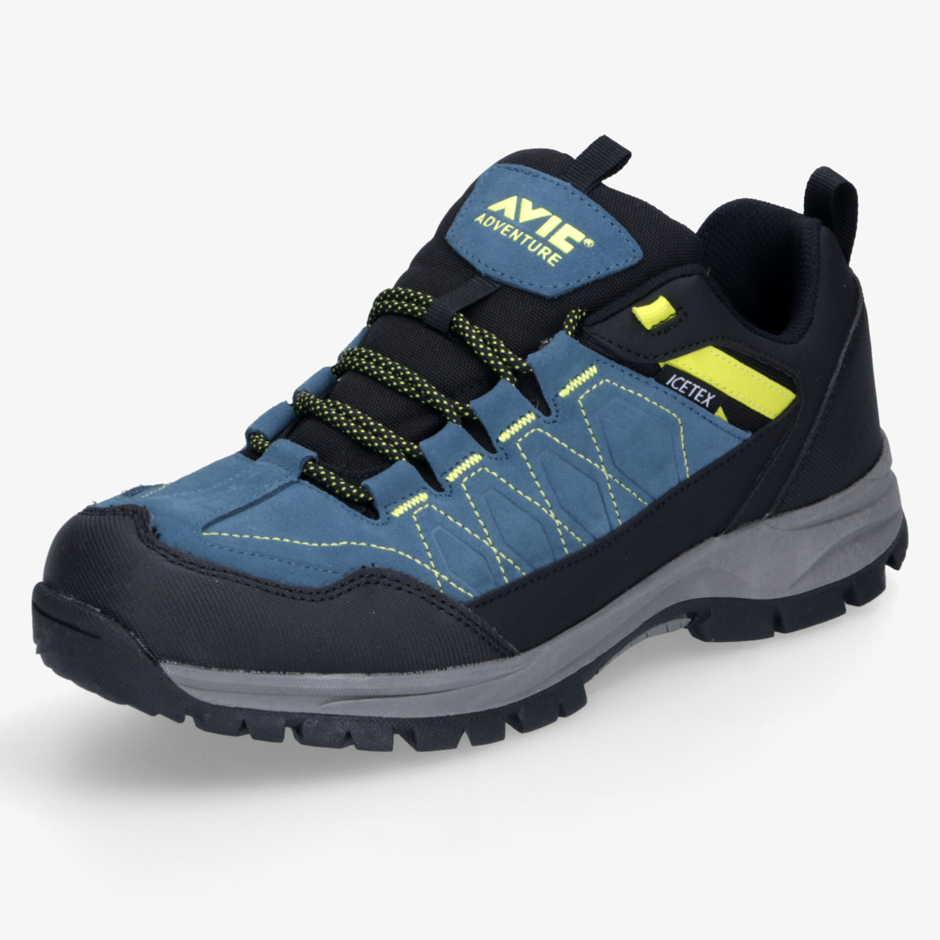 Robuster Outdoor-Schuh in Blau-Schwarz mit rutschfester Sohle und bequemer Passform, ideal für aktive Einsätze