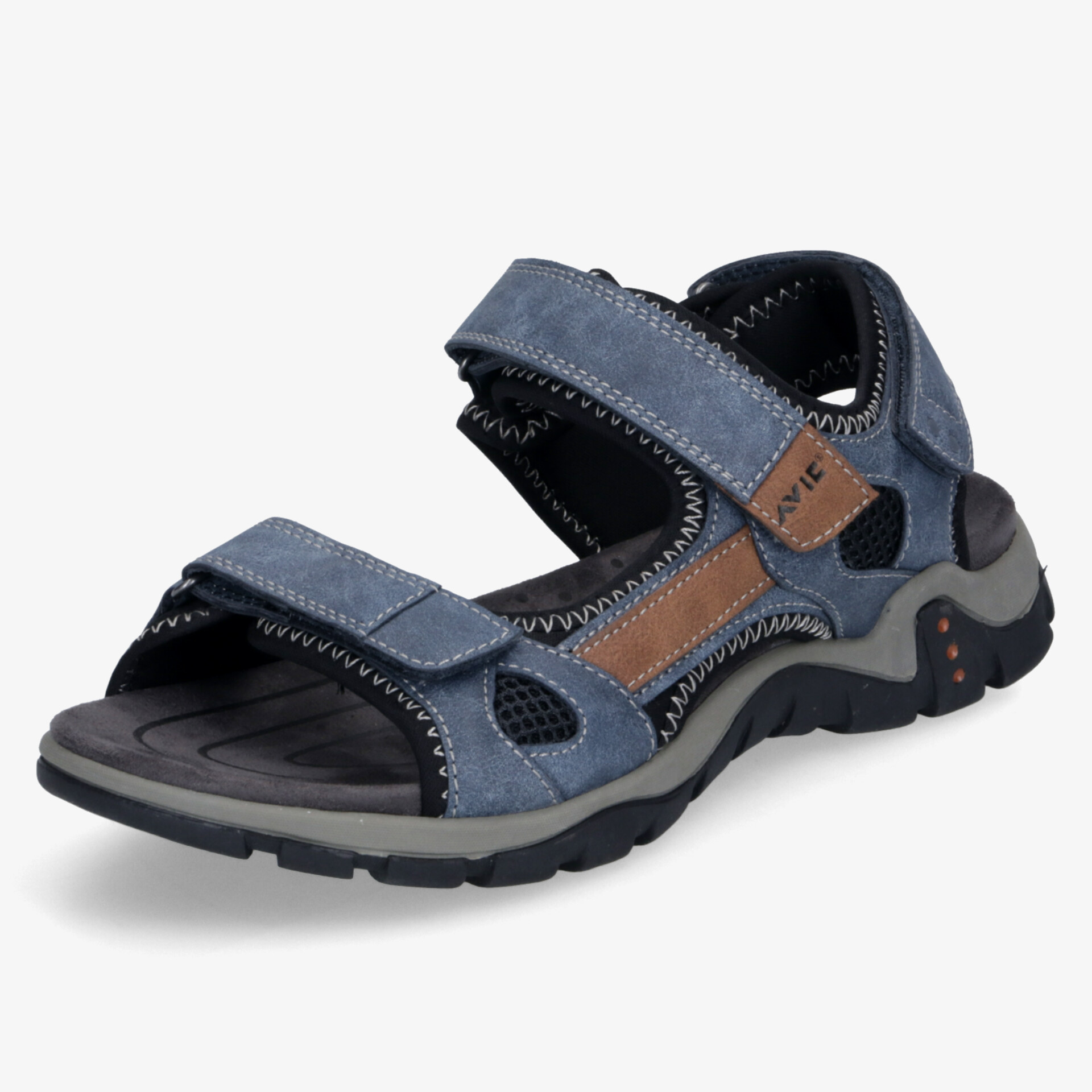 Bequeme und strapazierfähige Sandale mit verstellbarem Klettverschluss und rutschfester Sohle.