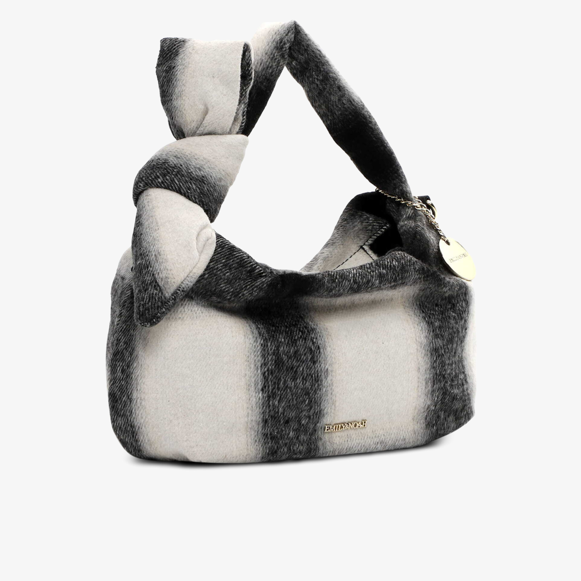 Weiche kompakte Tasche mit Karomuster und geflochtenem Griff für modischen Look