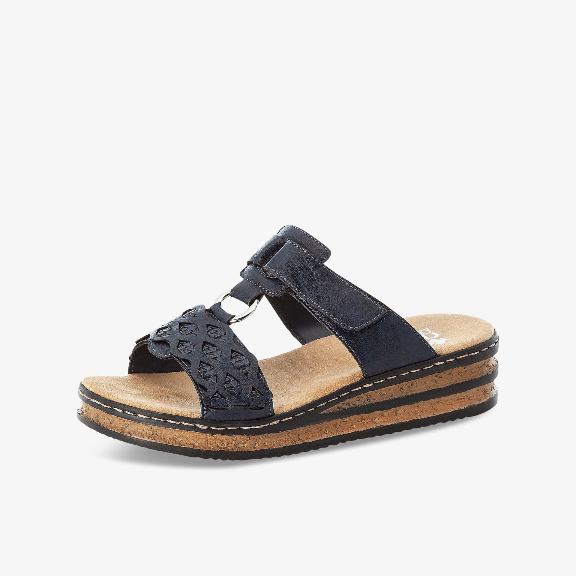 Schwarze Sandale mit Plateau-Sohle, verstellbarem Klettverschluss und gepolstertem Fußbett für hohen Tragekomfort